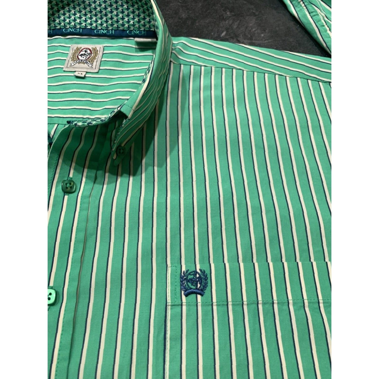 Vintage Cinch Green Striped Button-Down Collar Shirt XL Long Sleeve Mens Classic Western Size US XL / EU 56 / 4 - 4 Thumbnail