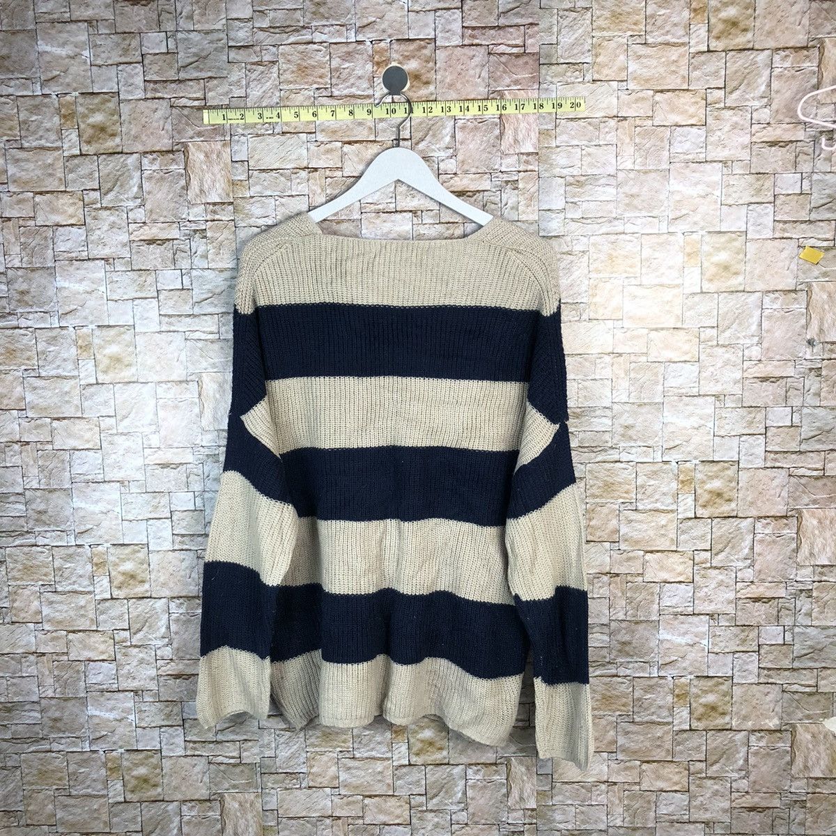 Homespun Knitwear × Japanese Brand × OVER THE STRiPES Thille Anap Brown Stripe Knitwear #A1060 Size US L / EU 52-54 / 3 - 12 Thumbnail
