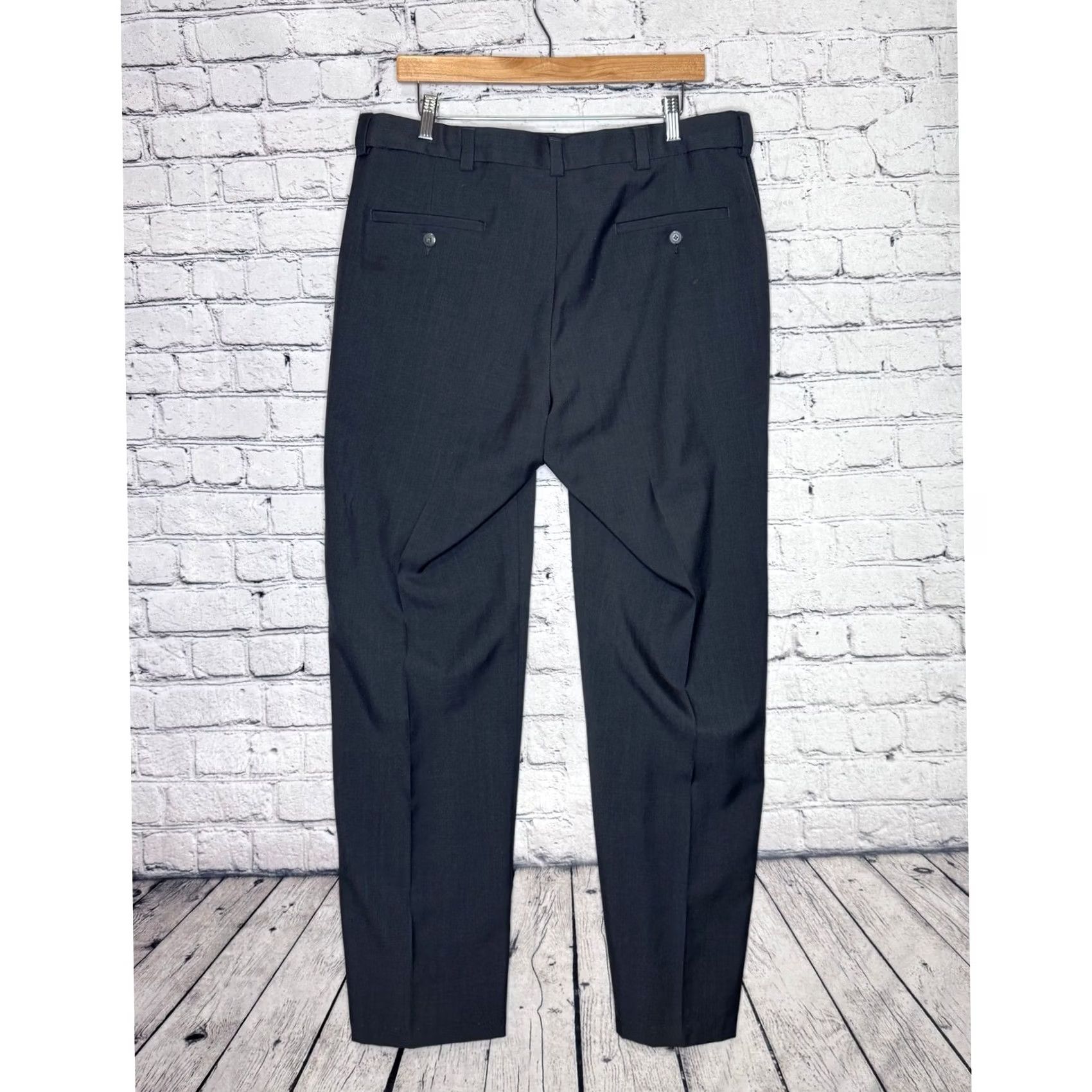 Haggar Haggar Mens Charcoal Herringbone Dress Pants 36x32 Flat Front Pleated Size US 36 / EU 52 - 5 Thumbnail