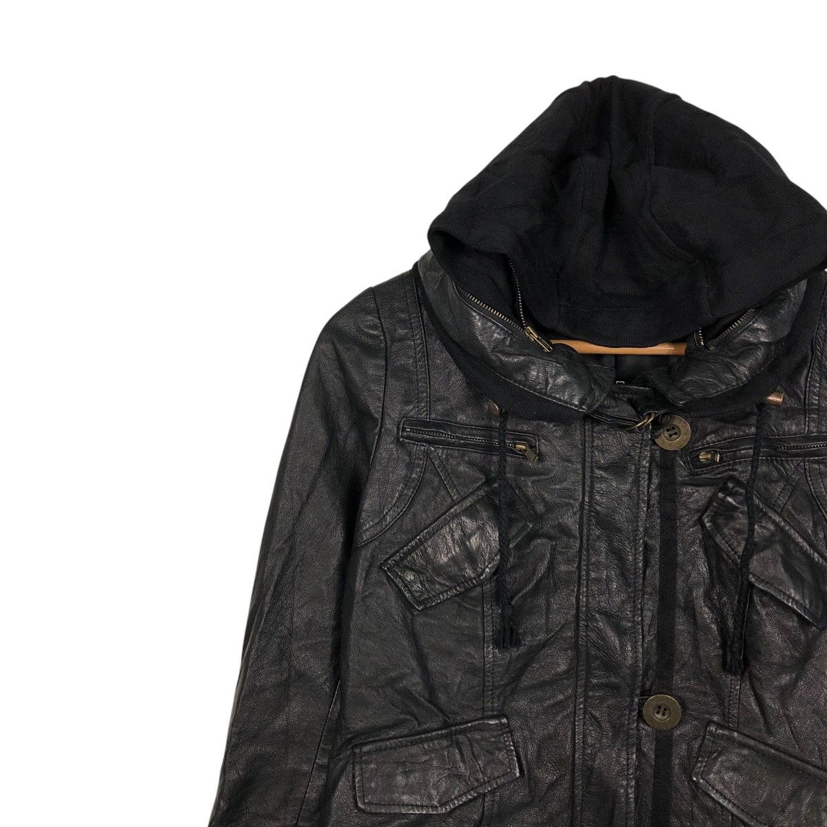 Japanese Brand 🔥VINTAGE CROPPED BIKER LEATHER JACKET BRUSH ISSEY MIYAKE Size US S / EU 44-46 / 1 - 9 Thumbnail