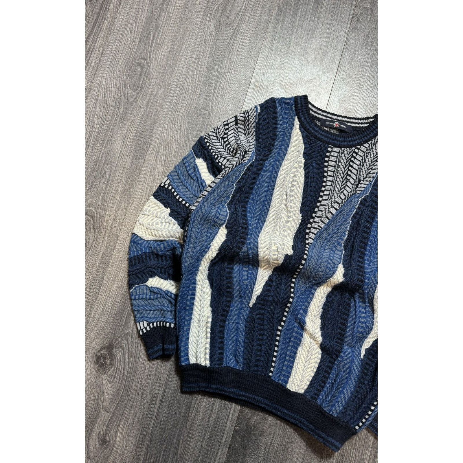 Vintage 90s Vintage Blue Coogi Style Cable Knit Sweater / Tundra Size US L / EU 52-54 / 3 - 4 Thumbnail