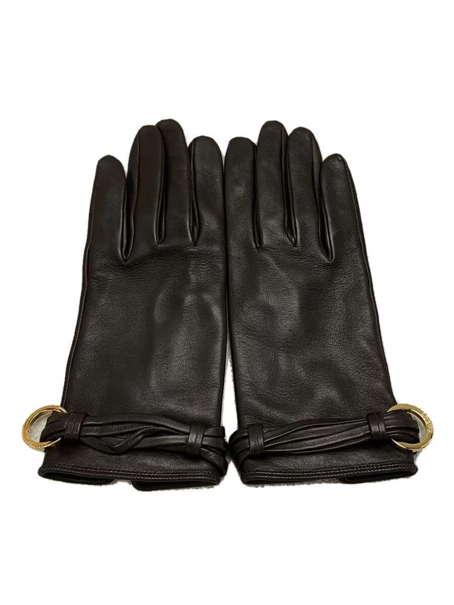 image of Loewe Leather Gloves in Brown, Women's