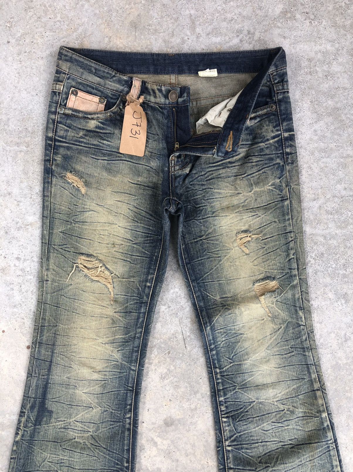 Japanese Brand Japanese Algate Flared Jeans Mud Wash Distressed Jeans Size US 32 / EU 48 - 3 Thumbnail
