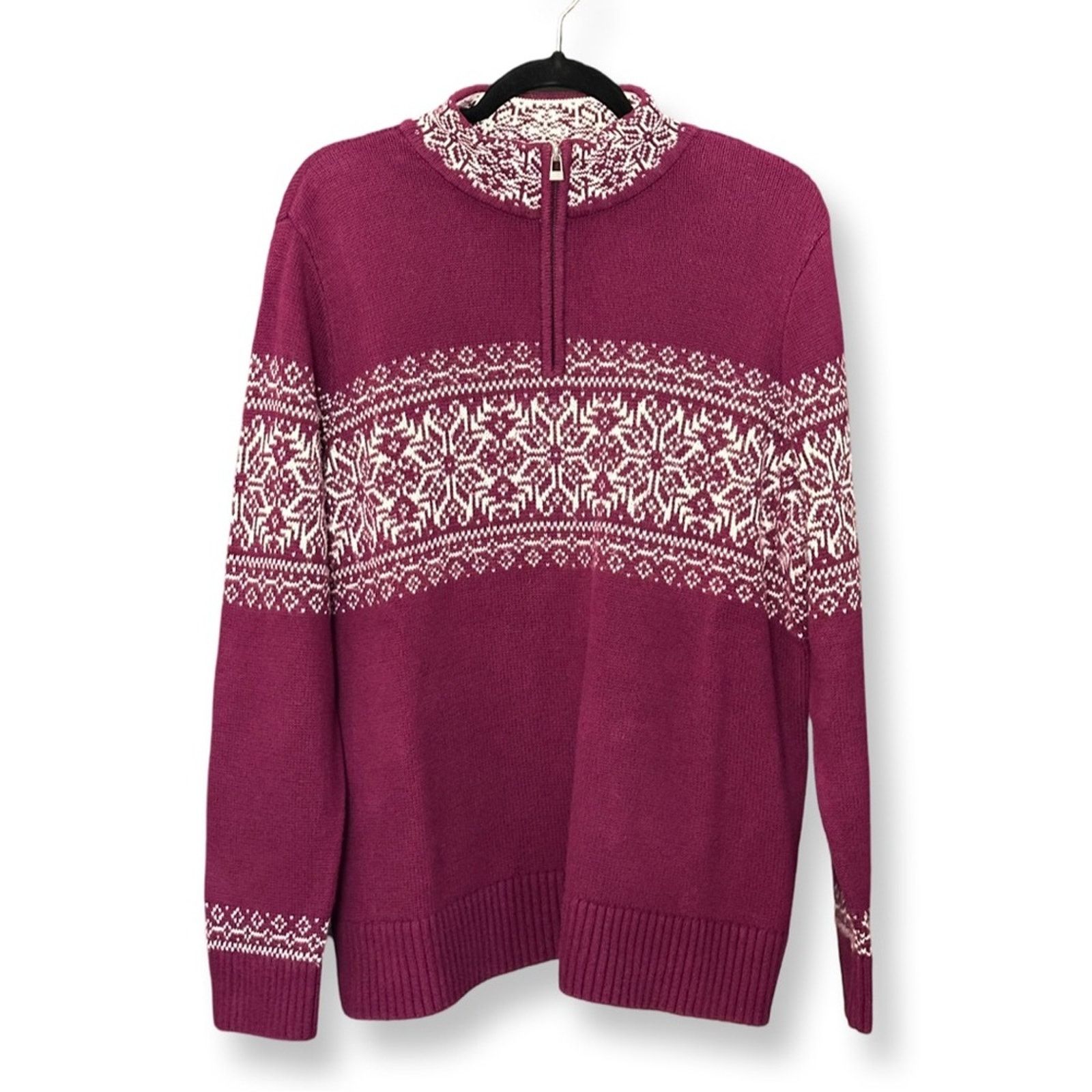Vintage Vintage Christopher & Banks Purple Holiday Half Zip Sweater Size XL / US 12-14 / IT 48-50 - 1 Thumbnail