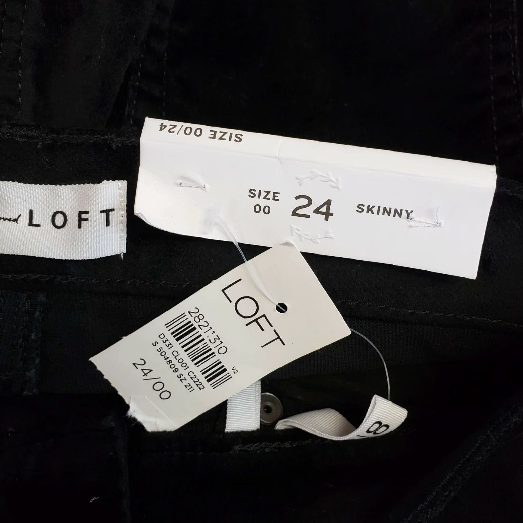 Loft Ann Taylor LOFT Womens Pants Sz 24 Velvet Skinny Black Mid Rise Cotton Blend Size 42" / US 20 - 6 Thumbnail