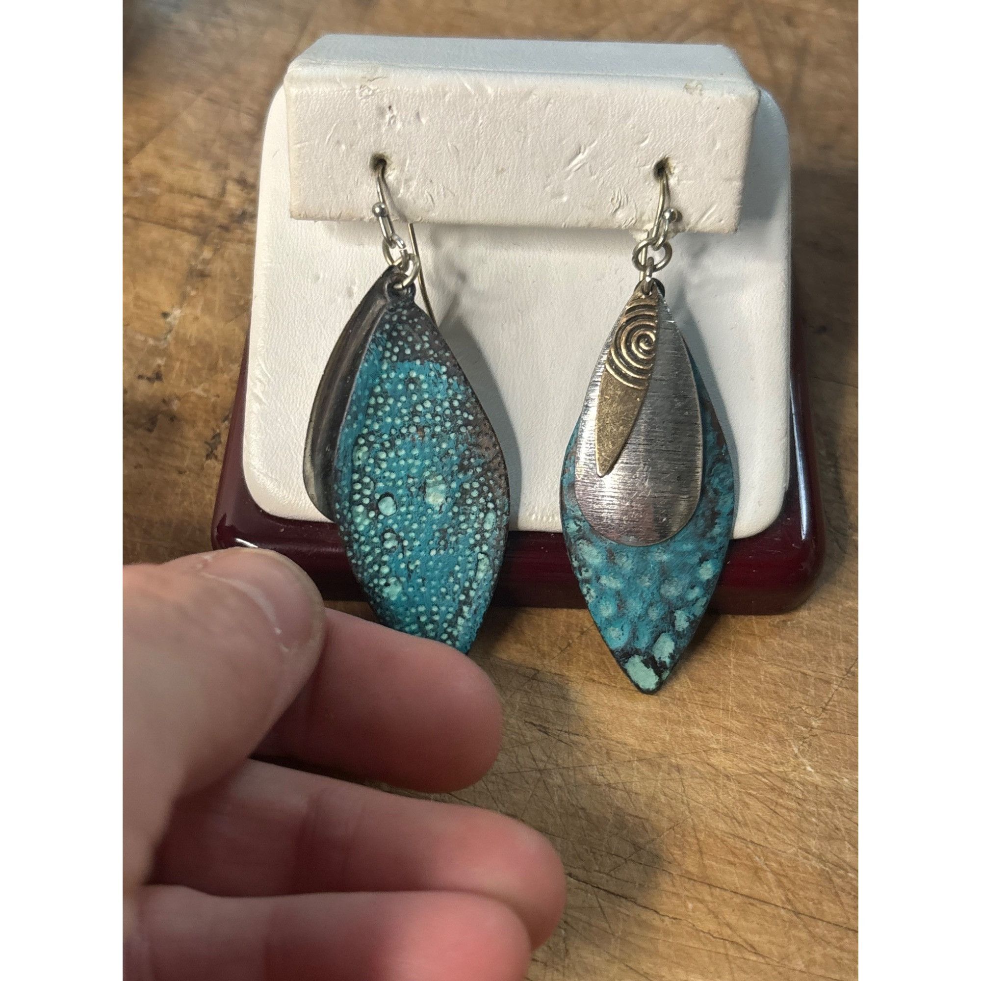 Other Turquoise & Silver-Tone Dangle Earrings With Abstract Leaf D Size ONE SIZE - 7 Thumbnail