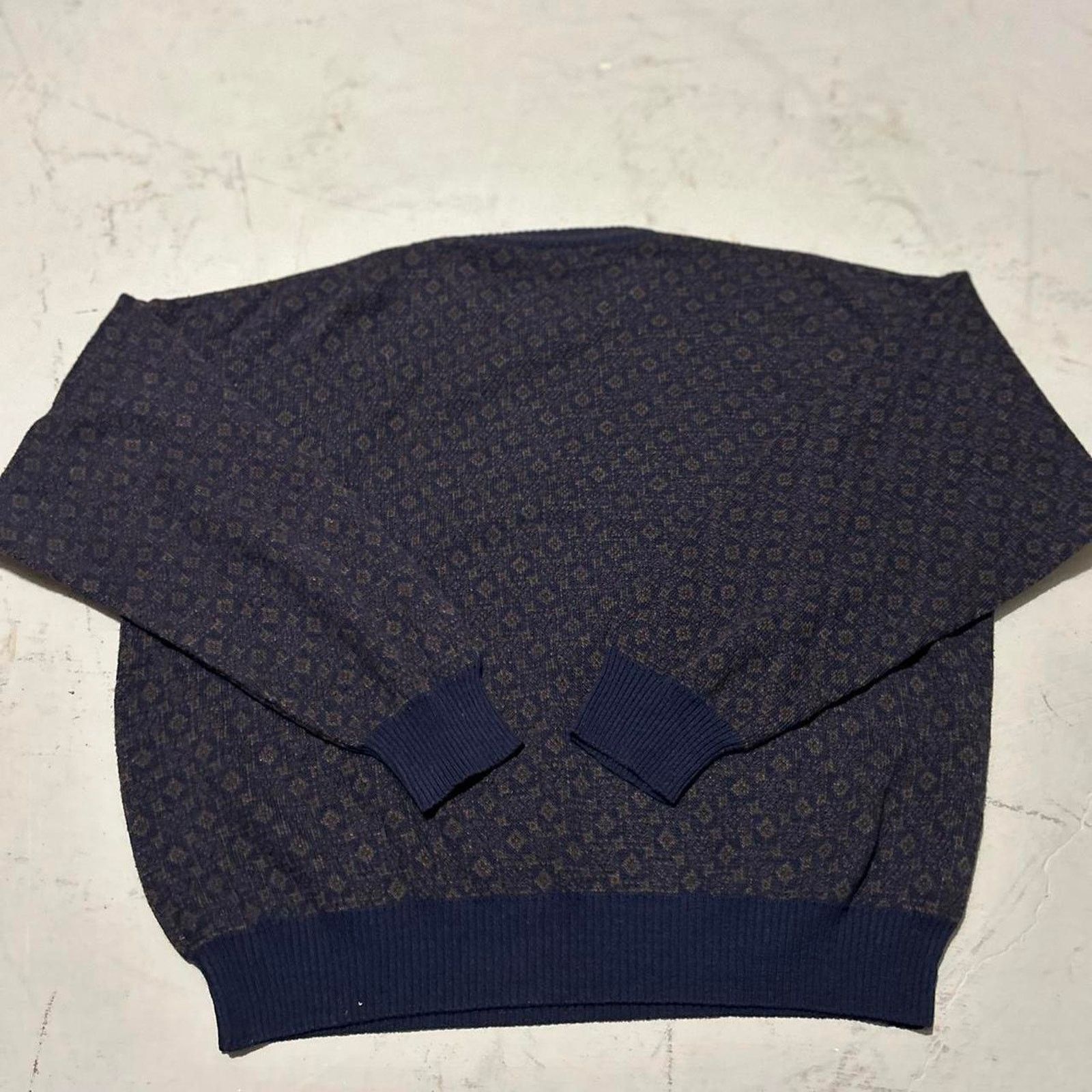 Other Navy Blue Vintage 80s Alberto Dani Sweater - Unique Pattern Size US M / EU 48-50 / 2 - 4 Thumbnail