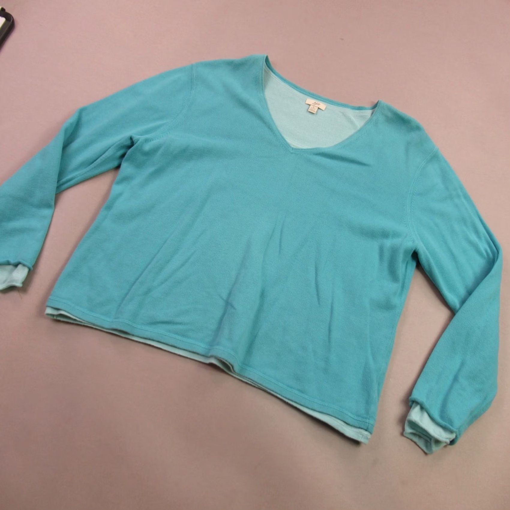 J. Jill J Jill Sweater Womens Large Petite Long Sleeve Pullover V Neck Lightweight Green Size L / US 10 / IT 46 - 2 Thumbnail