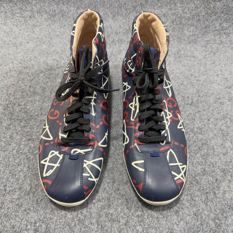 Gucci Gucci Stylish High-Top Leather Sneakers in Blue Size US 10.5 / EU 43-44 - 2 Thumbnail