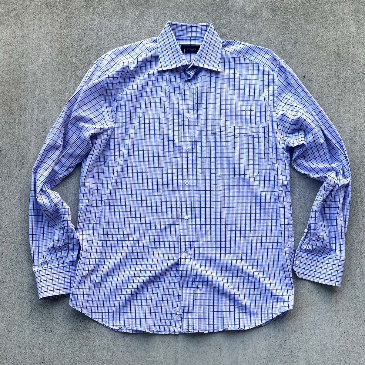 Canali Canali Dress Shirt Men Size 16 41 Purple Check Made In Italy Size US XL / EU 56 / 4 - 1 Thumbnail