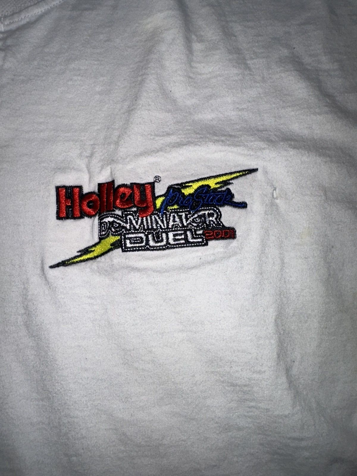 NASCAR Y2K Holley Minotaur Duel ‘01 Heavyweight White Shirt Sz.XL Size US XL / EU 56 / 4 - 2 Thumbnail