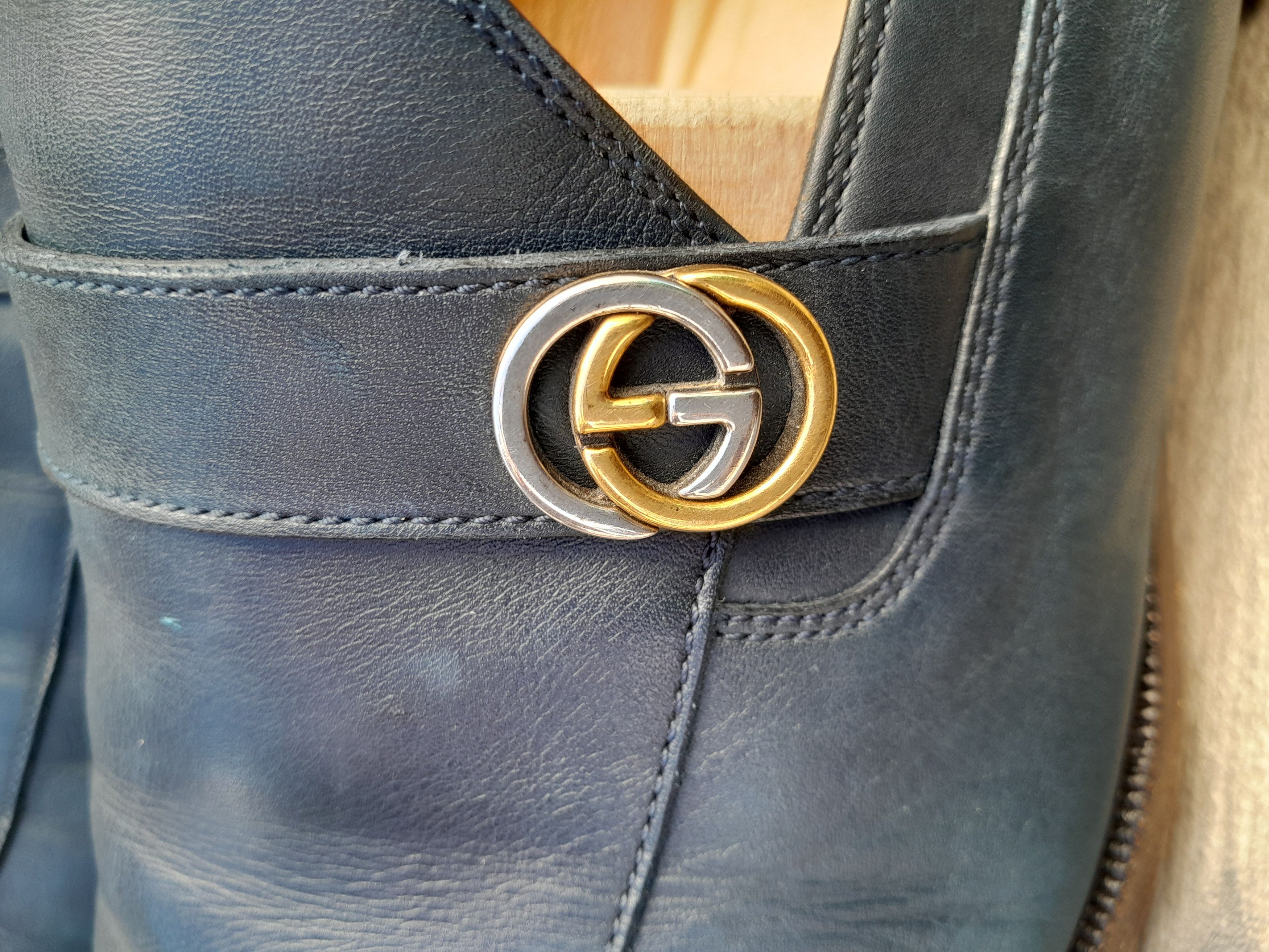 Gucci men's Gucci leather loafers in navy blue Size US 12.5 / EU 45-46 - 3 Thumbnail