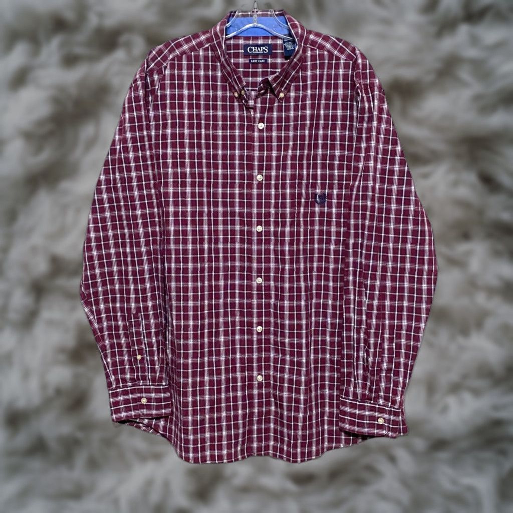 Chaps Chaps Shirt Mens XL Red Blue Plaid Pocket Logo Button Down Easy Care Stretch Long Sleeve Size US XL / EU 56 / 4 - 1 Thumbnail
