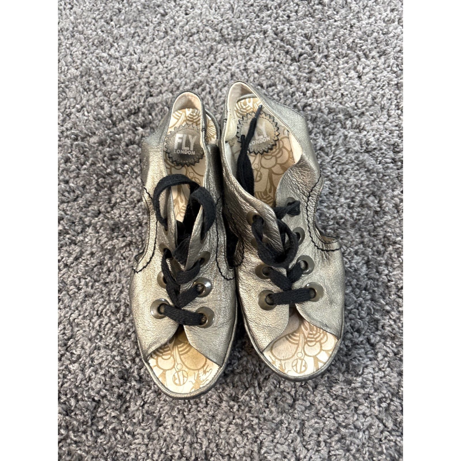 Fly London VINTAGE Fly London Ylfa Sandal Women's Sandal Lace Up Wedge Leather Gold EU 40 US 9-9.5 Shoes Mens? Size US 9 / IT 39 - 2 Thumbnail