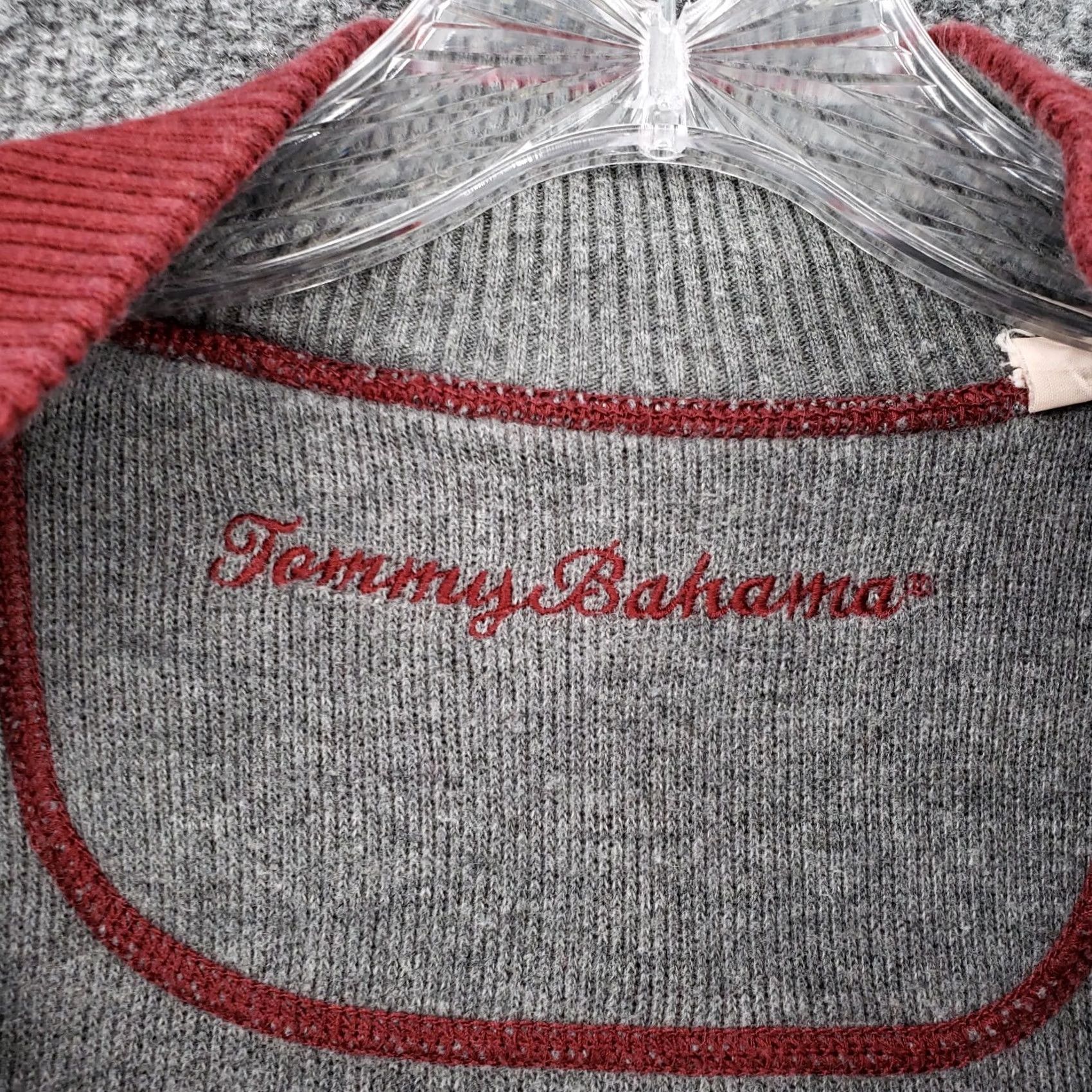 Tommy Bahama Tommy Bahama Sweater Mens XL Reversible 1/4 Zip Pullover Red Knit Polo Style Pullover Mens Size US XL / EU 56 / 4 - 6 Thumbnail