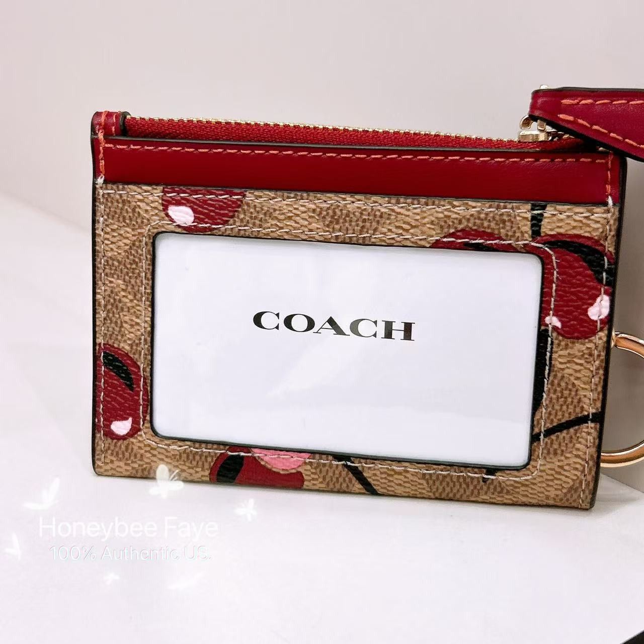 Coach 🍒 Mini Skinny Id Case With Cherry Print CZ462 Size ONE SIZE - 2 Thumbnail