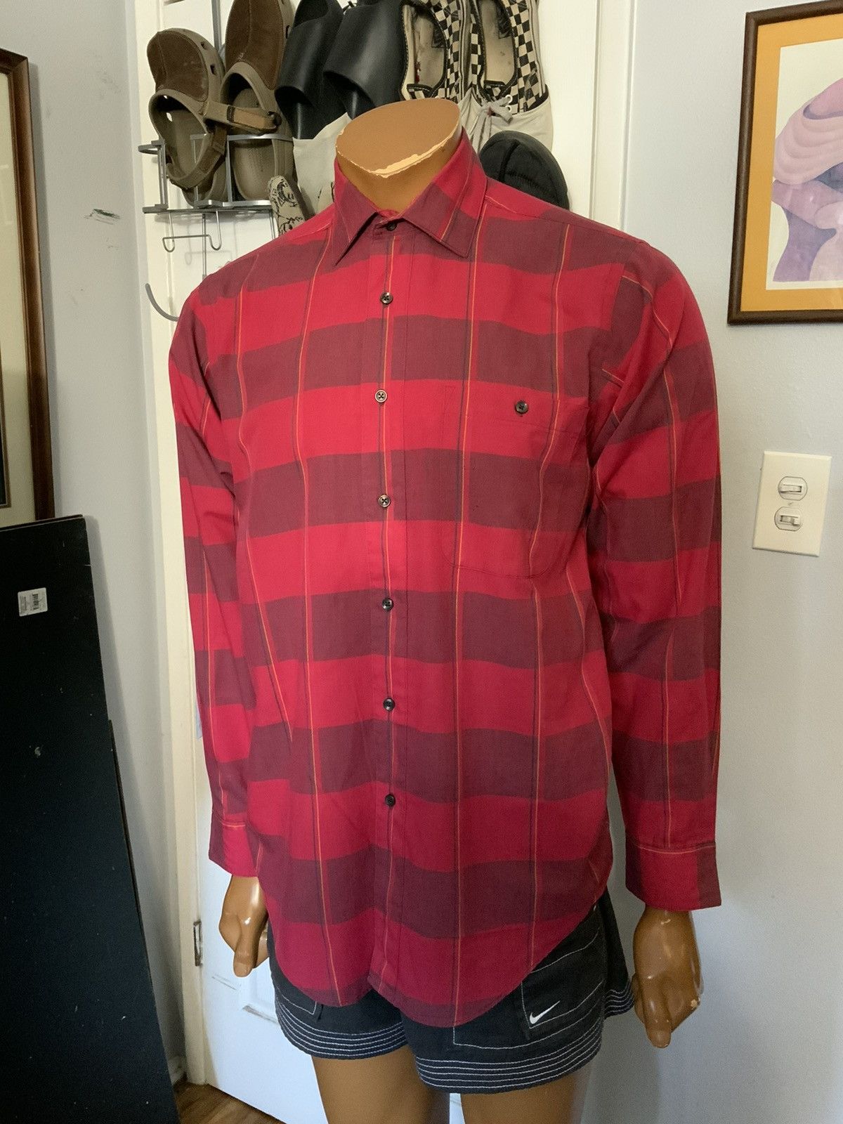 Dior × Vintage Vintage Christian Dior Checkered Plaid Button Front Shirt Size US M / EU 48-50 / 2 - 7 Thumbnail