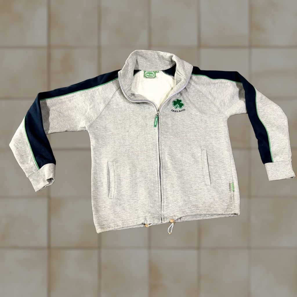 Vintage Ireland Quarter Zip Sweatshirt Mens M Gray Green Shamrock Fleece Pullover Zip Mock Neck Logo Size US M / EU 48-50 / 2 - 1 Thumbnail