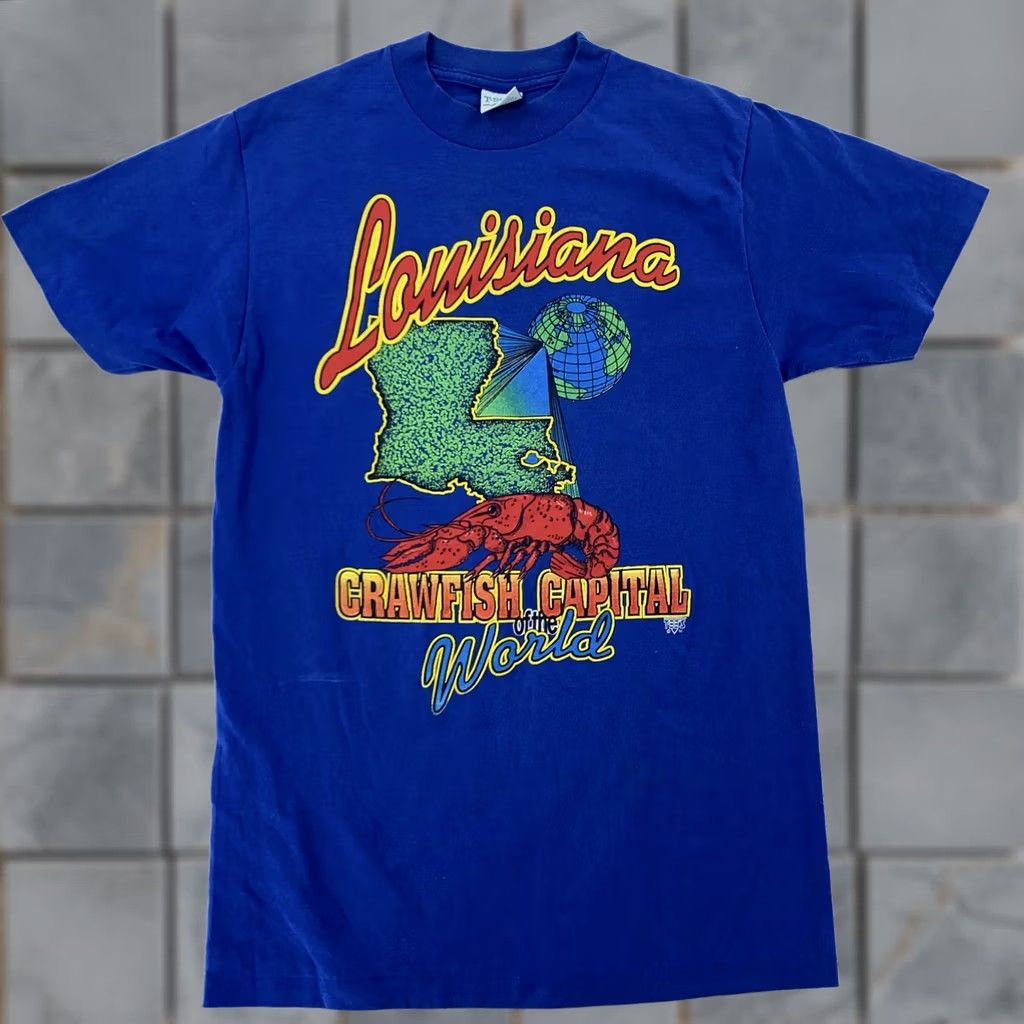 Vintage VINTAGE Louisiana Shirt Mens M Blue Crawfish Captiol Graphic Tee USA 90s Size US M / EU 48-50 / 2 - 1 Thumbnail