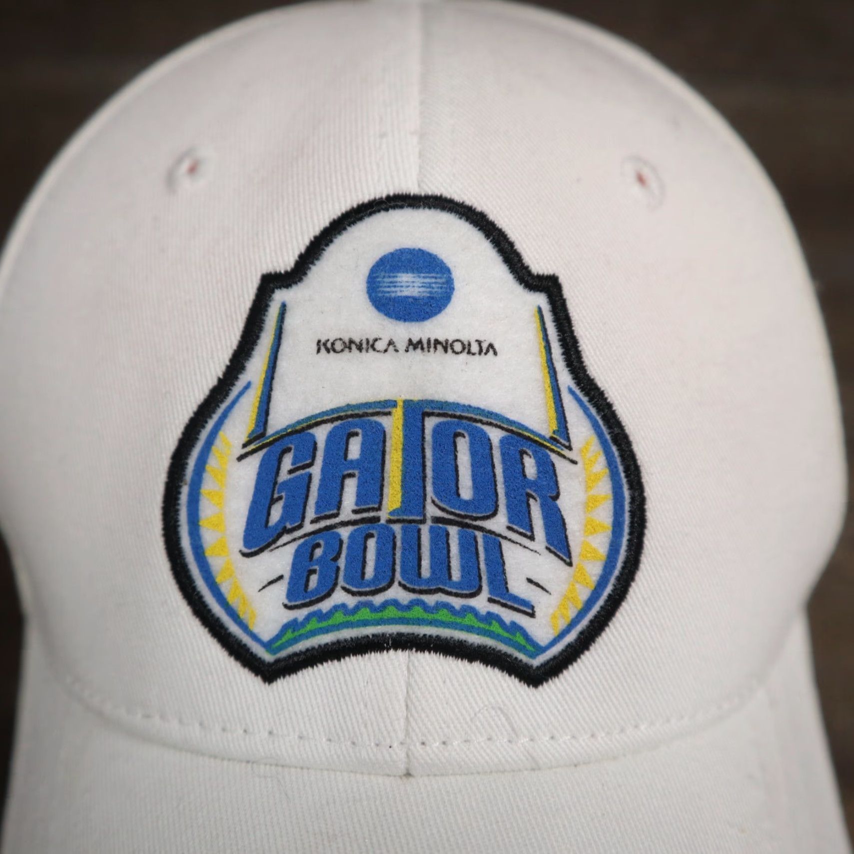Vintage Konica Minolta Gator Bowl UVA Virginia College Golf Hat Cap Adult Adjustable White Baseball Cap Hat UVA Gator Bowl Virginia 90s? Size ONE SIZE - 2 Thumbnail
