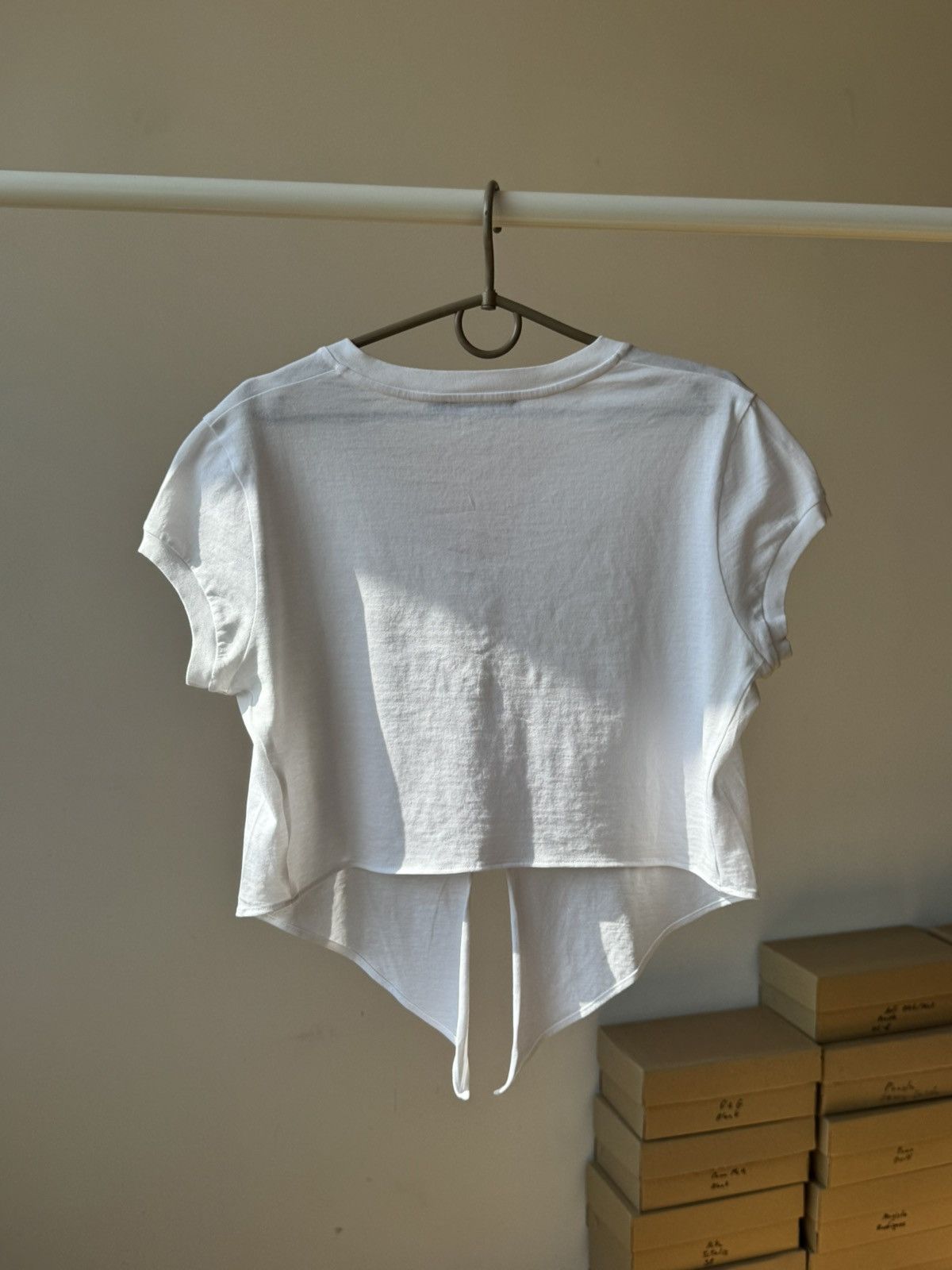 Dolce & Gabbana Dolce & Gabbana White Cropped Tie-Front Top Size XL / US 12-14 / IT 48-50 - 4 Thumbnail
