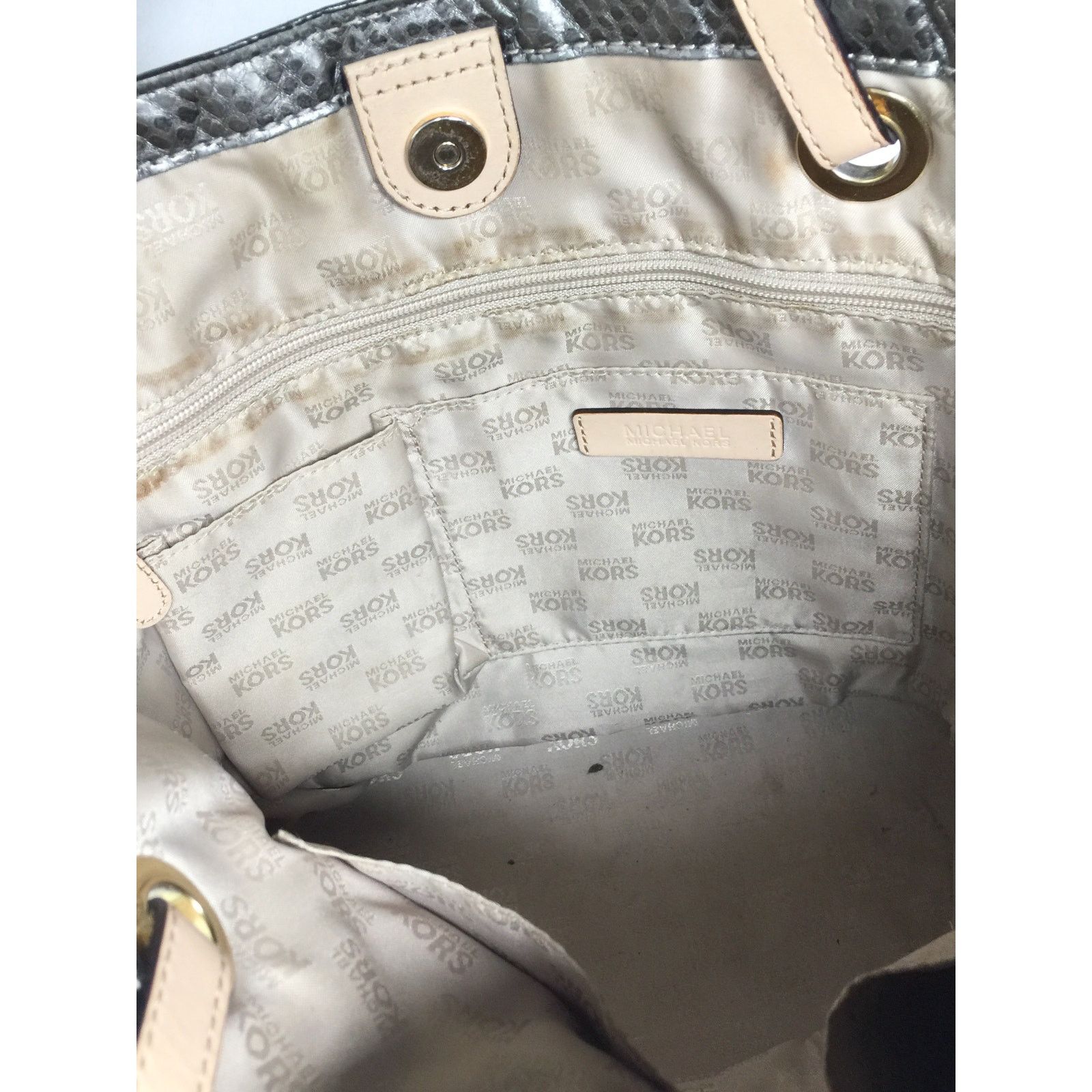 Michael Kors Michael Kors Jet Set Gray Leather Python Embossed Tote Bag Size ONE SIZE - 7 Thumbnail