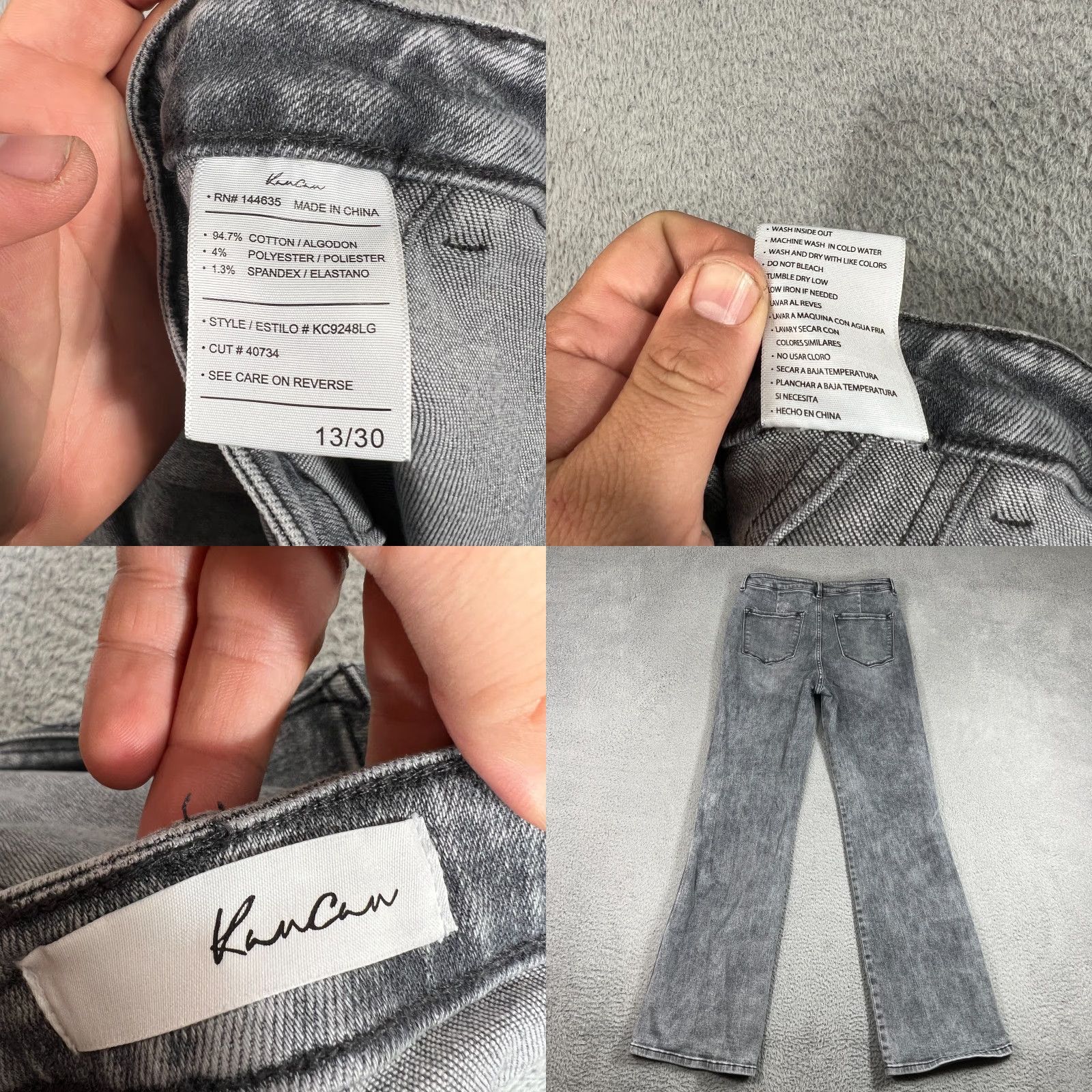 Vintage KanCan Jeans Womens 13/30 Estilo Flare Mid Rise Distressed Denim Blue Size 34" / US 12 / IT 48 - 8 Thumbnail