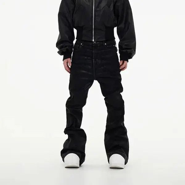 VIBE Street Vintage Rock Brushed Wax Coated Micro Flare Y2K Jeans Size US 34 / EU 50 - 2 Thumbnail