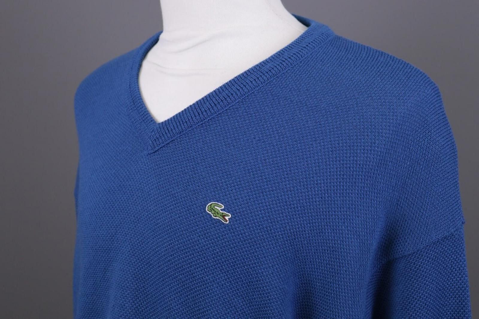 Lacoste Men Vintage Lacoste Blue Wool V-Neck Sweater Size 8 / 3XL Size US XXL / EU 58 / 5 - 9 Thumbnail
