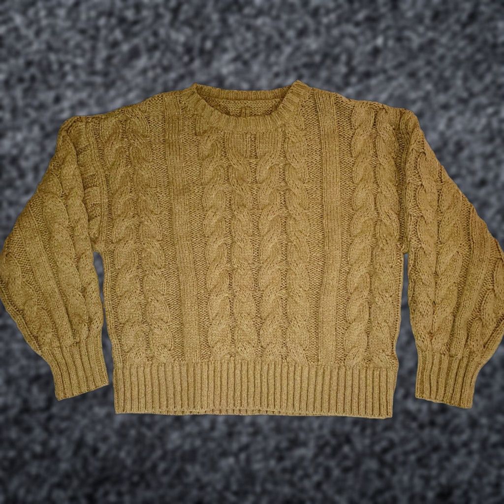 Vintage Dazy Long Sleeve Sweater Beige Cable Knit Size S-M Polyester Crew Neck Womens Pullover Classic All Seasons Size S / US 4 / IT 40 - 1 Thumbnail