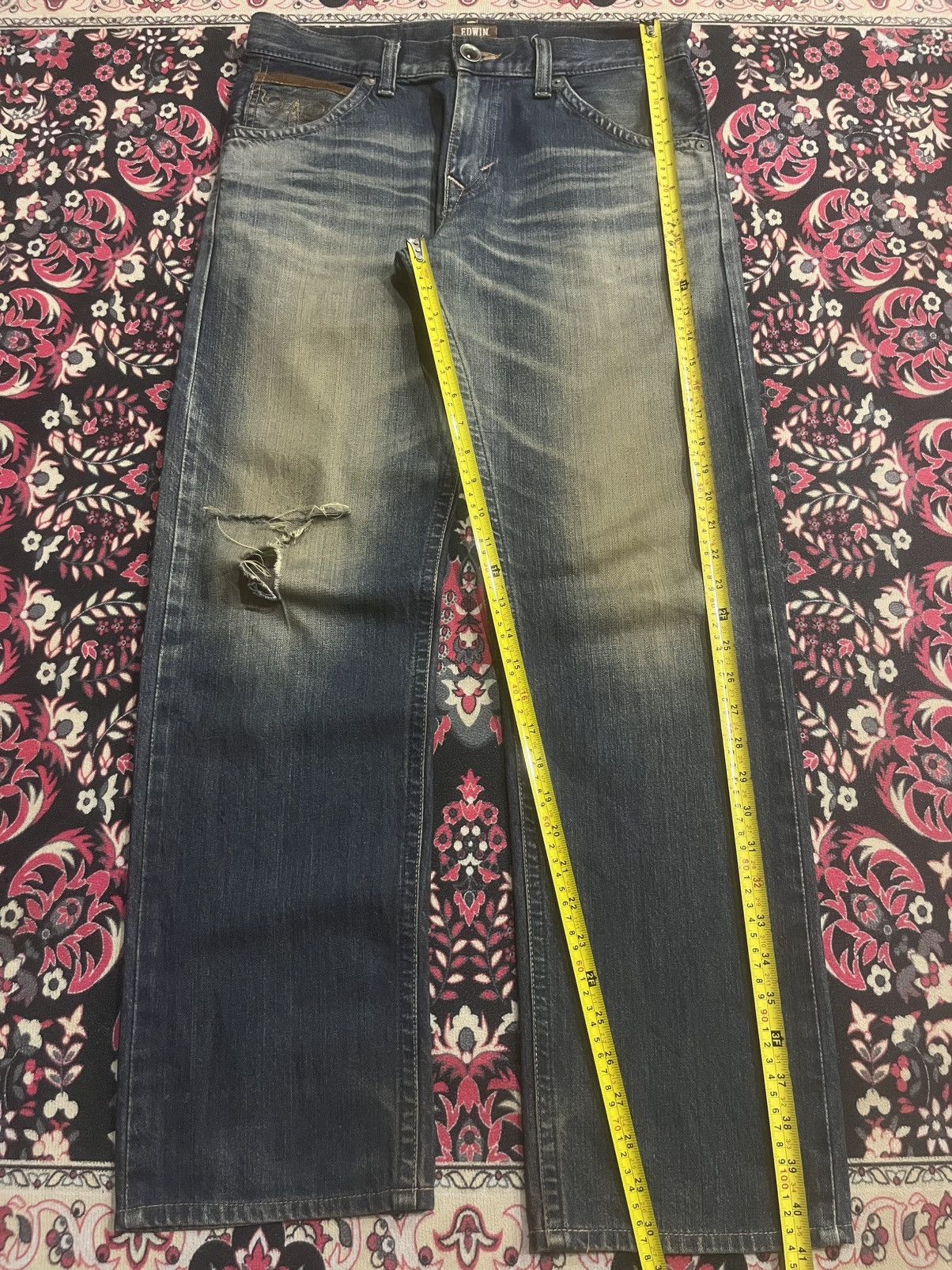 Edwin Edwin XVS Rusty Faded Washed Distressed Straight Leg Jeans Size US 30 / EU 46 - 11 Thumbnail