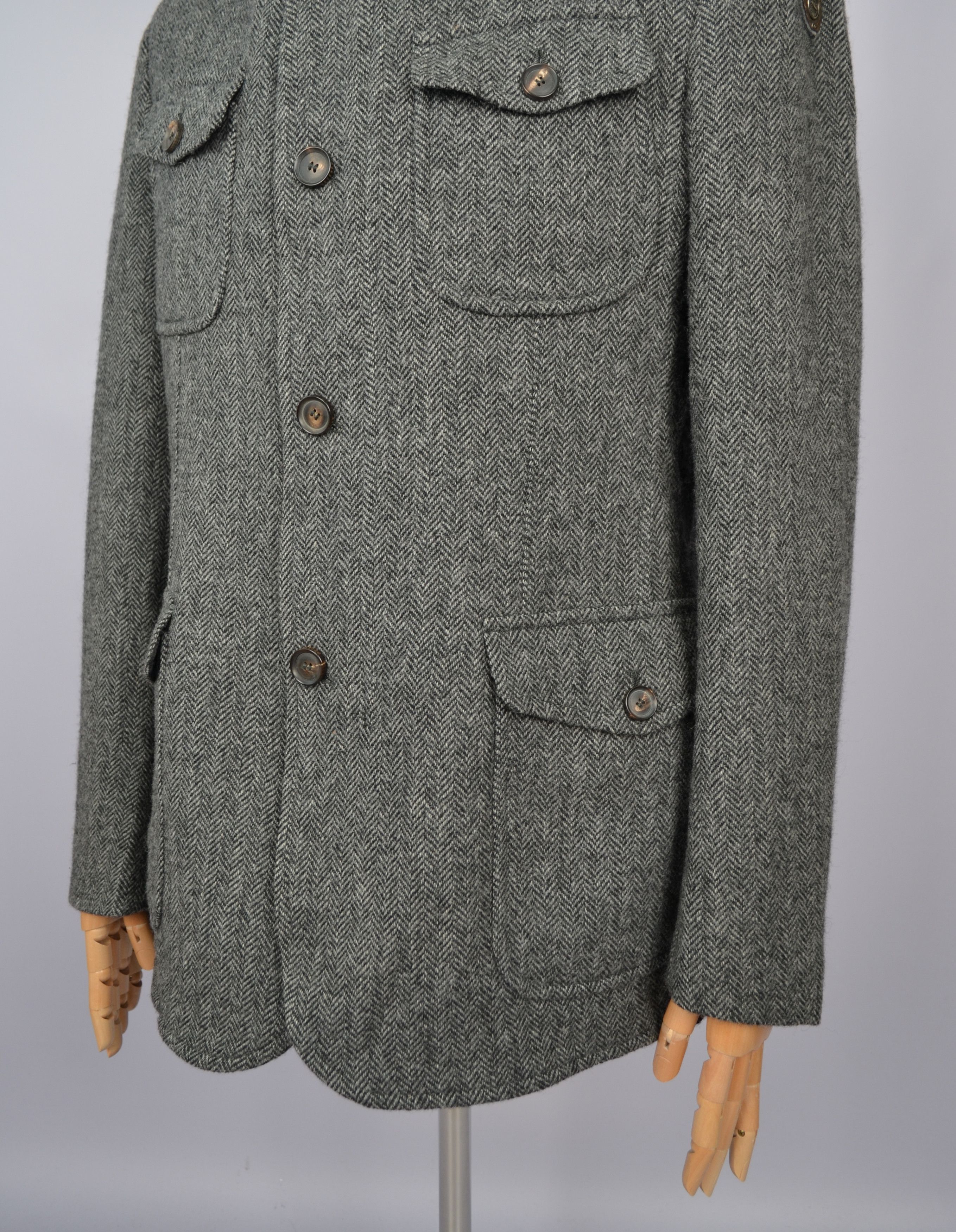 Designer Seventy Venezia Herringbone Yorkshire Tweed Wool Coat Jacket Size US M / EU 48-50 / 2 - 18 Thumbnail