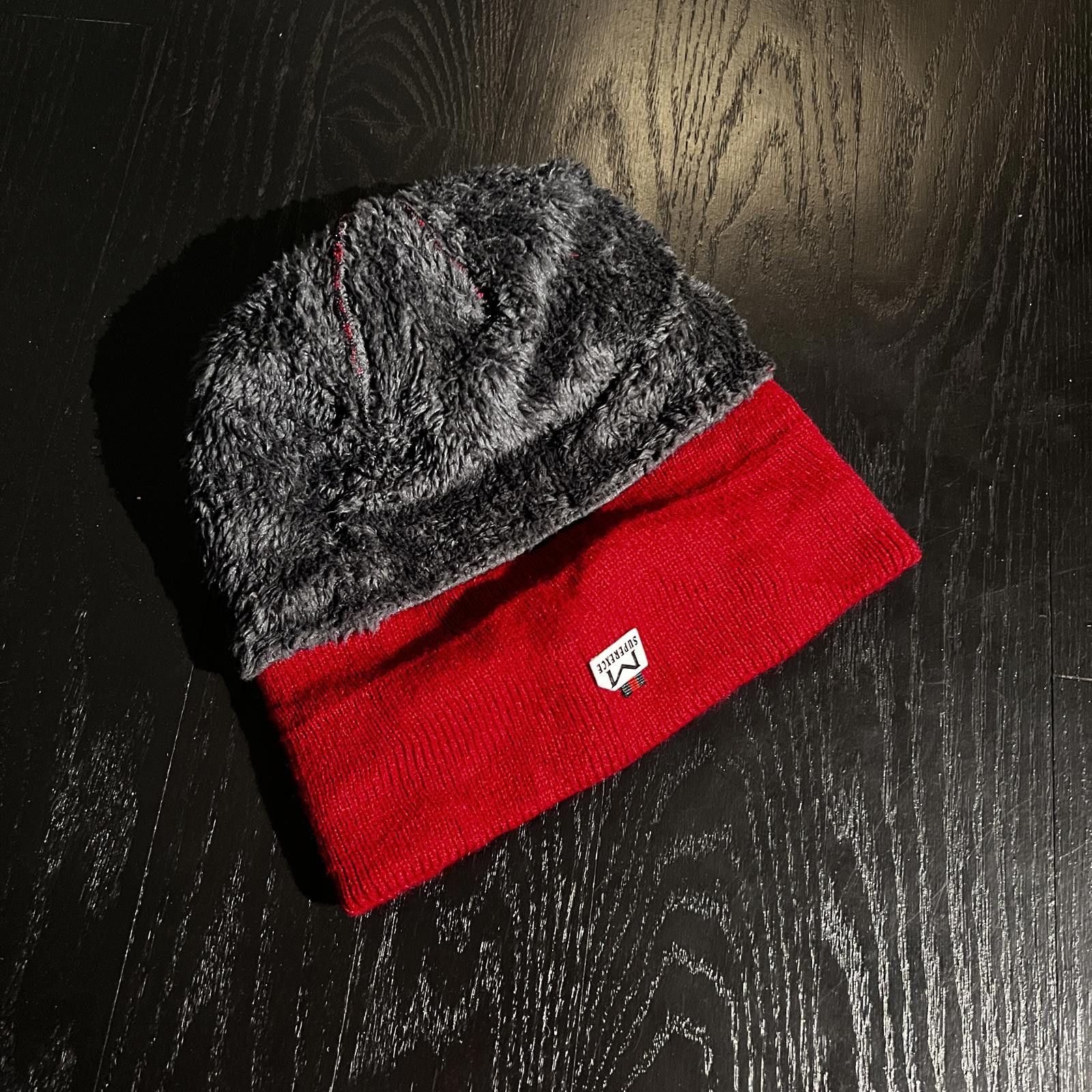Vintage Superexce Red Fleece Lined Black Diamond Pattern Beanie Size ONE SIZE - 3 Thumbnail