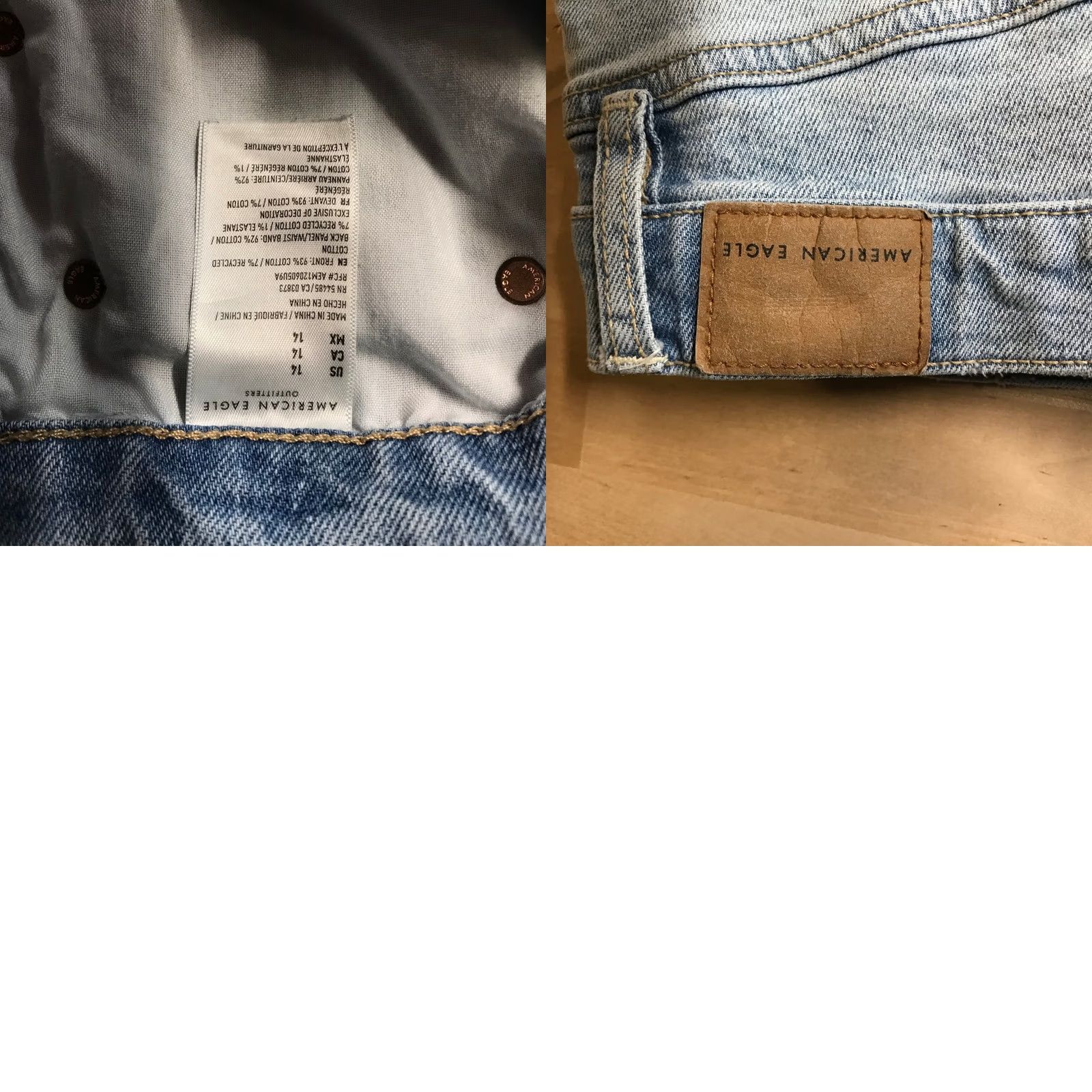 Vintage AMERICAN EAGLE HIGH WAIST DISTRESSED DENIM SHORTS WOMENS SIZE 14 LIGHT WASH Size 36" / US 14 / IT 50 - 8 Thumbnail