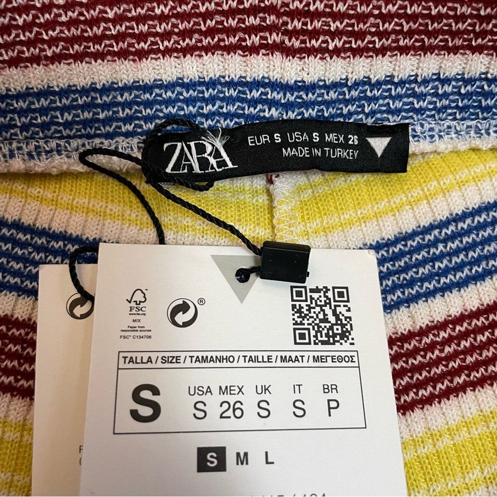 Zara NWT New Zara Blue Red Yellow Striped Knit Pants Size S Size 28" / US 6 / IT 42 - 7 Thumbnail