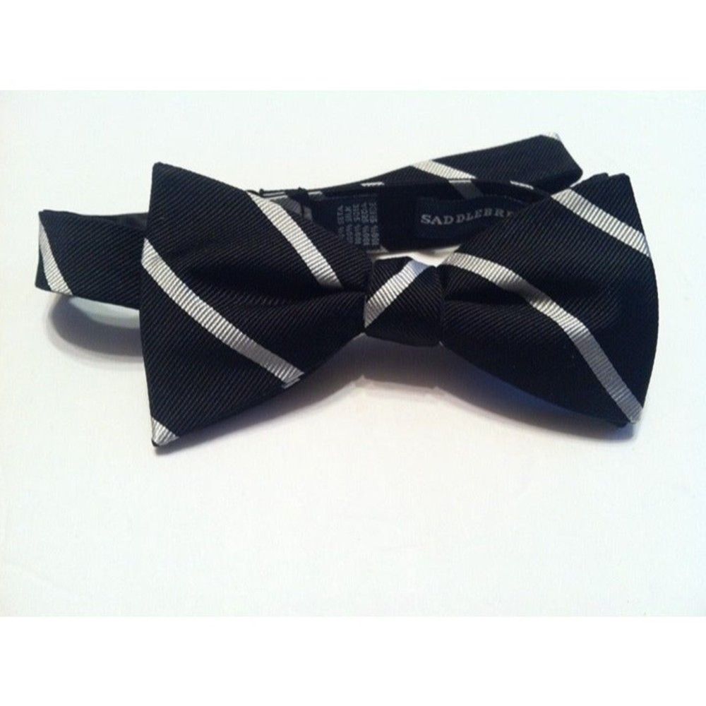 Saddlebred SADDLEBRED MENS NEW BLACK 100%SILK BOW TIE Size ONE SIZE - 2 Thumbnail