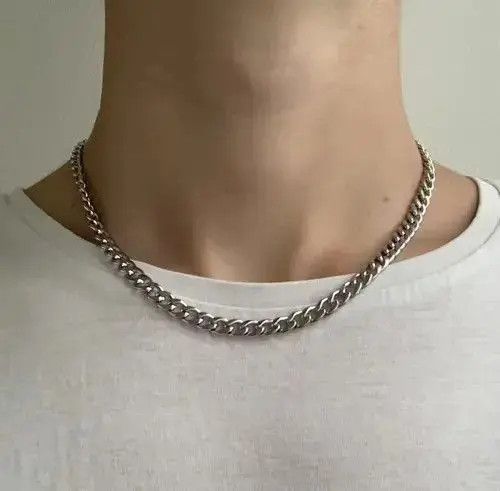 Jewelry Silver Chain - Cuban Style Size ONE SIZE - 3 Thumbnail