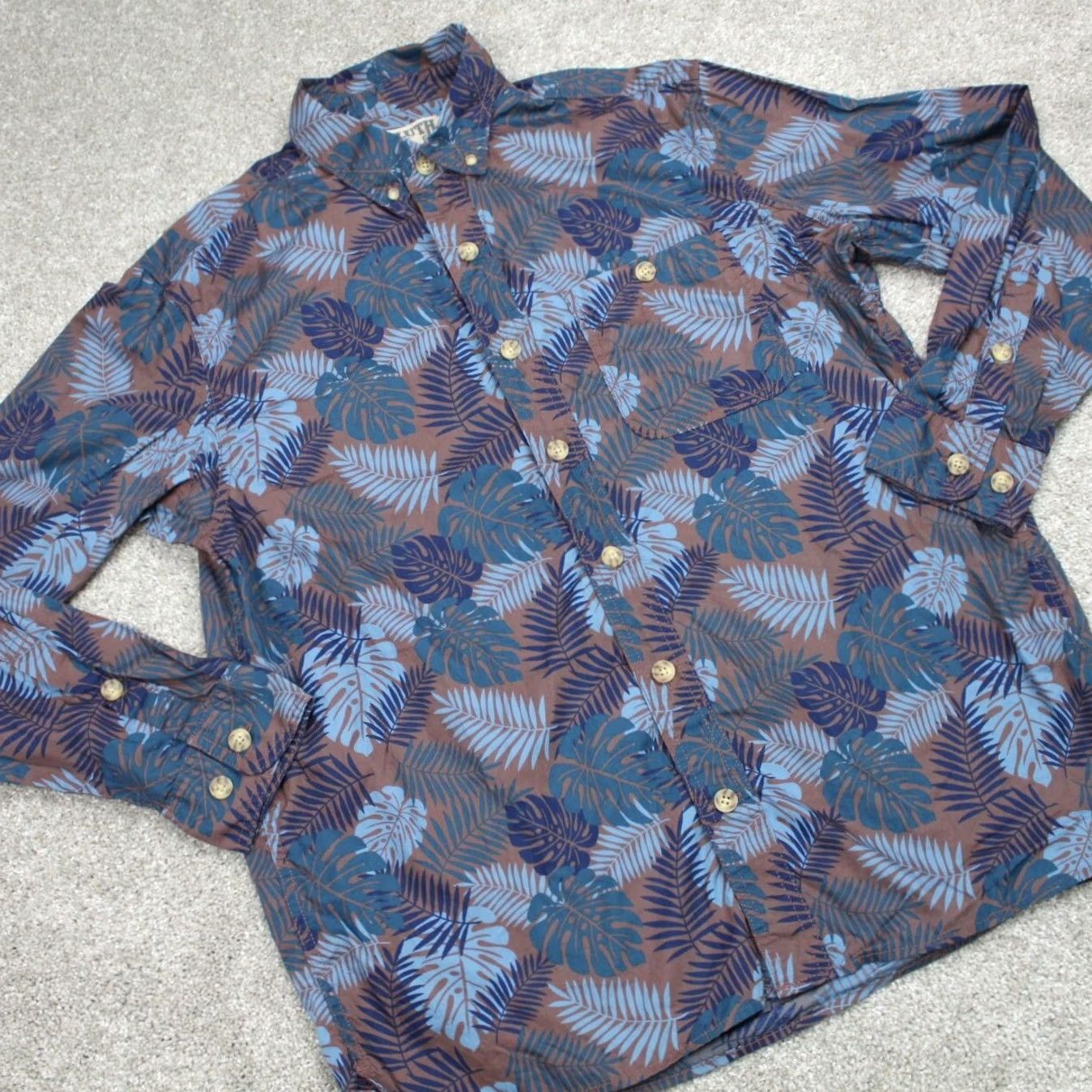 Vintage Duluth Mens Button-Up Shirt L/S Floral Blue Gray Cotton Relaxed Fit M Size US M / EU 48-50 / 2 - 5 Thumbnail