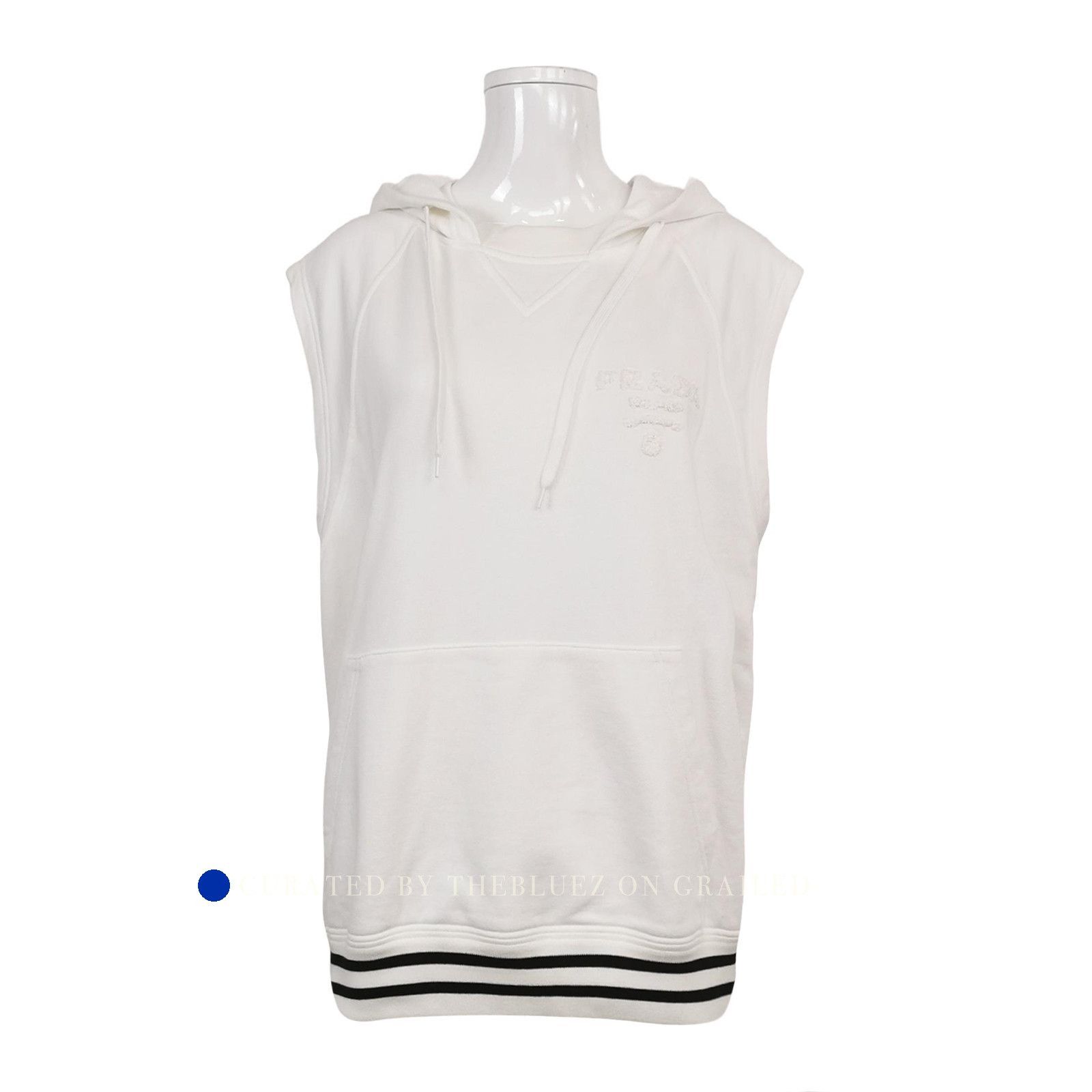 Prada Logo Sleeveless Hoodie in White Size US M / EU 48-50 / 2 - 1 Thumbnail