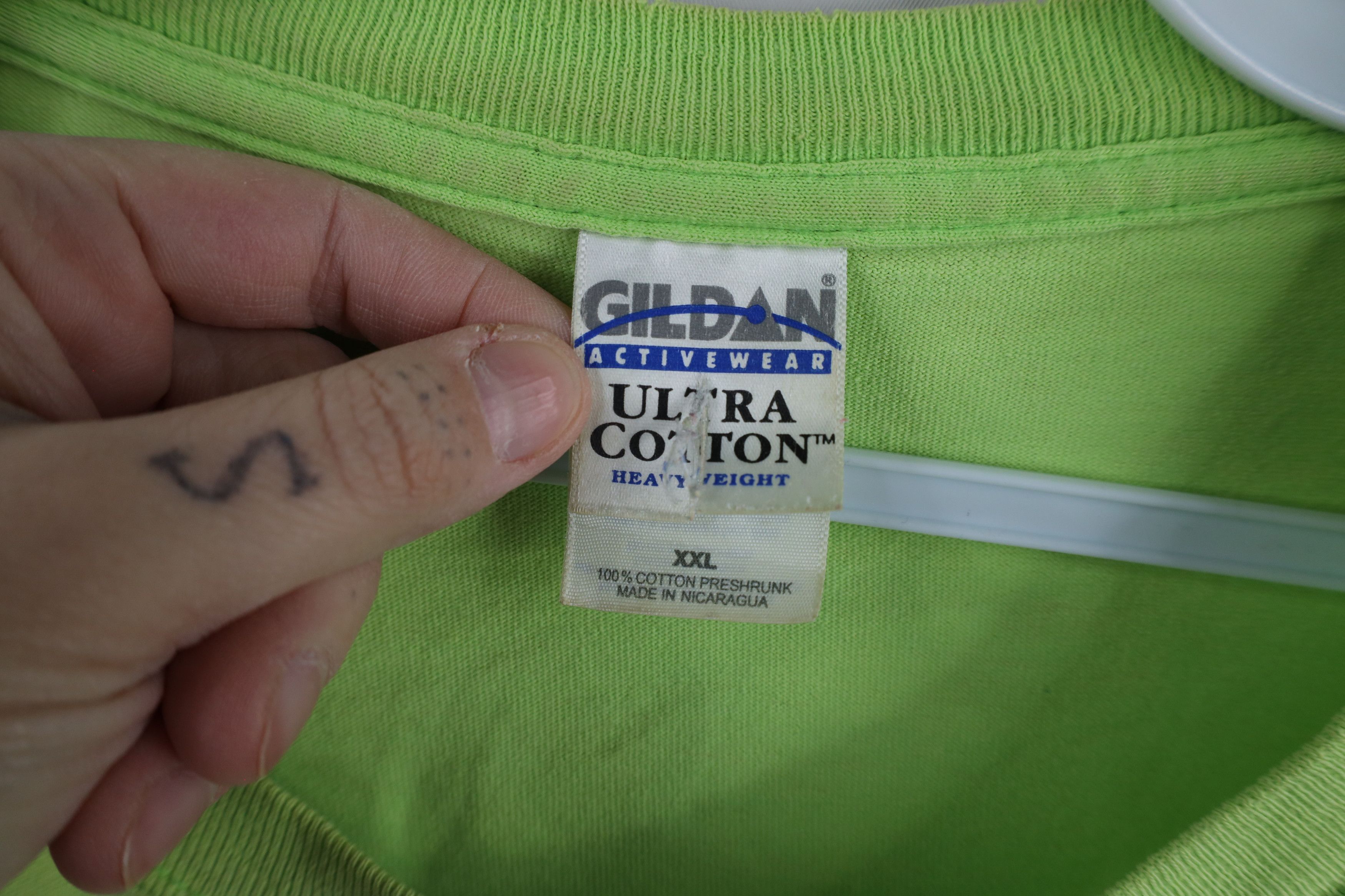 Vintage Vintage 90s Streetwear Heavyweight Blank T-Shirt Lime Green Size US XXL / EU 58 / 5 - 10 Thumbnail