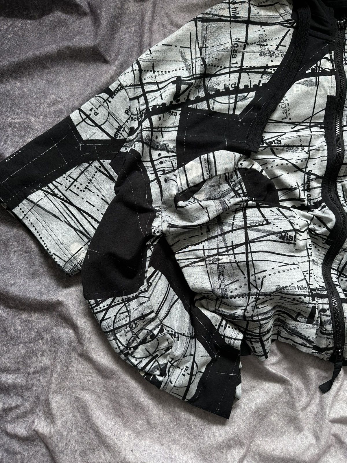 Rundholz RUNDHOLZ BLACK LABEL Patterned Zip Hoodie Black / White Size ONE SIZE - 6 Thumbnail