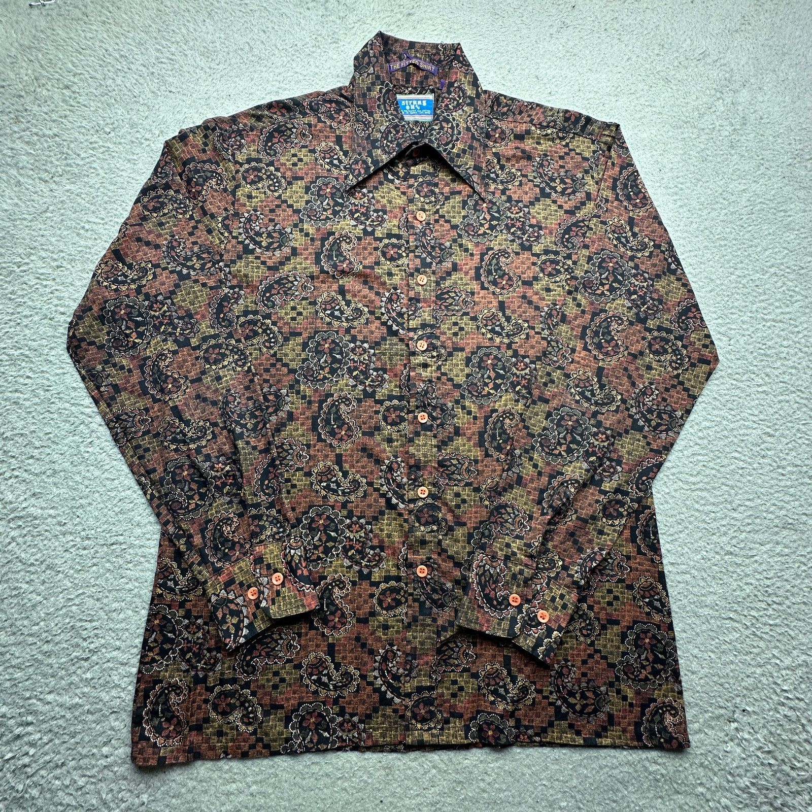 Vintage 70s Strung Out Psychedelic The Fitted Shirt Mens L
