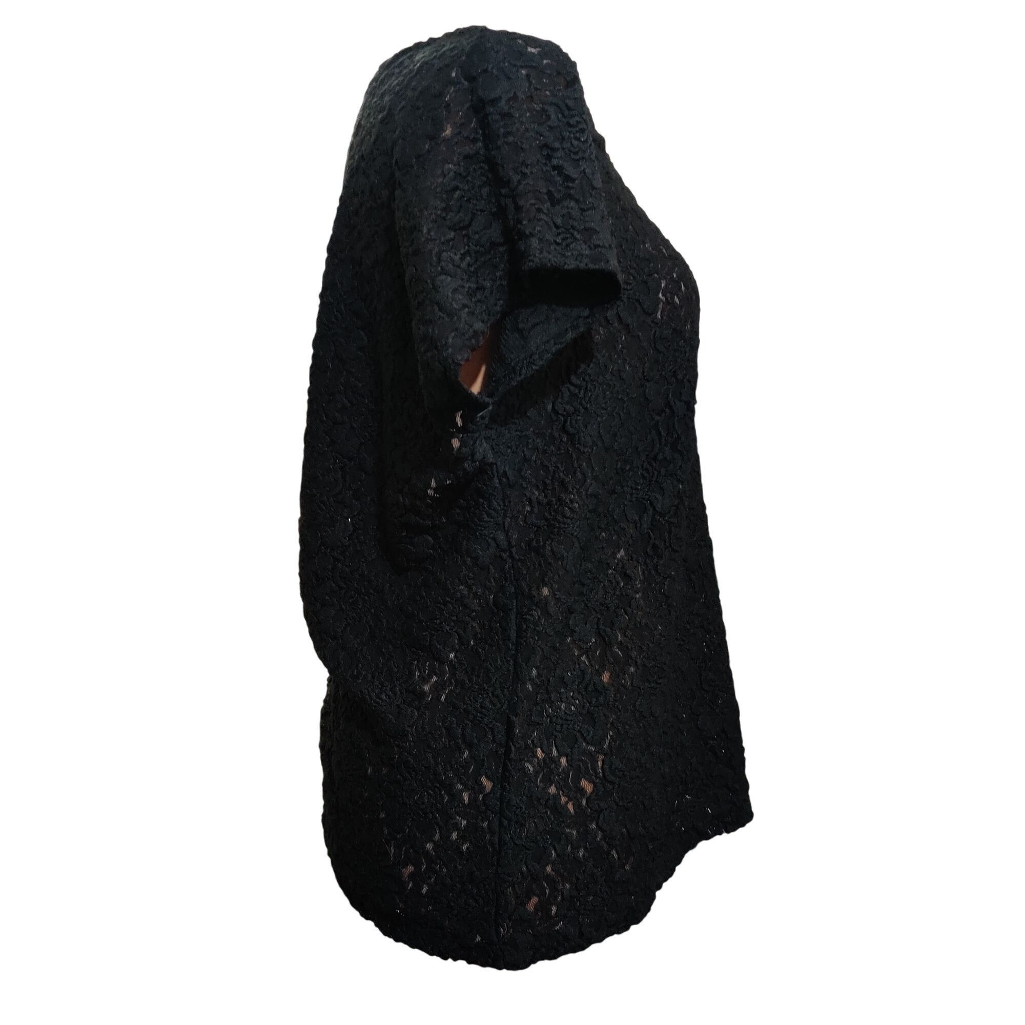 Other Chicos 3 XL 16 Black Lace Floral Short Sleeve Blouse Sheer O Size XL / US 12-14 / IT 48-50 - 6 Thumbnail