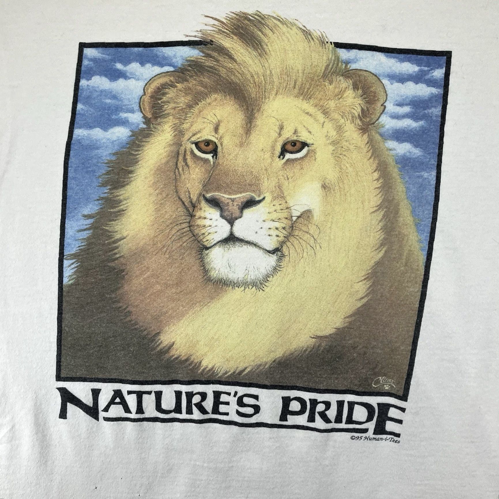 Anvil VINTAGE Lion Portrait Shirt Mens L White 90s Anvil HUMAN I TEE Single Stitch Crew Neck Short Sleeve Cotton Logo T-Shirt Size US L / EU 52-54 / 3 - 3 Thumbnail