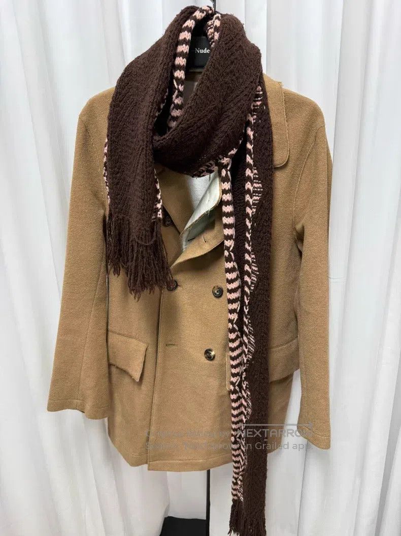 Dries Van Noten Dries Van Noten Knit Wool Scarf with Fringe in Pink Brown Size ONE SIZE - 5 Thumbnail