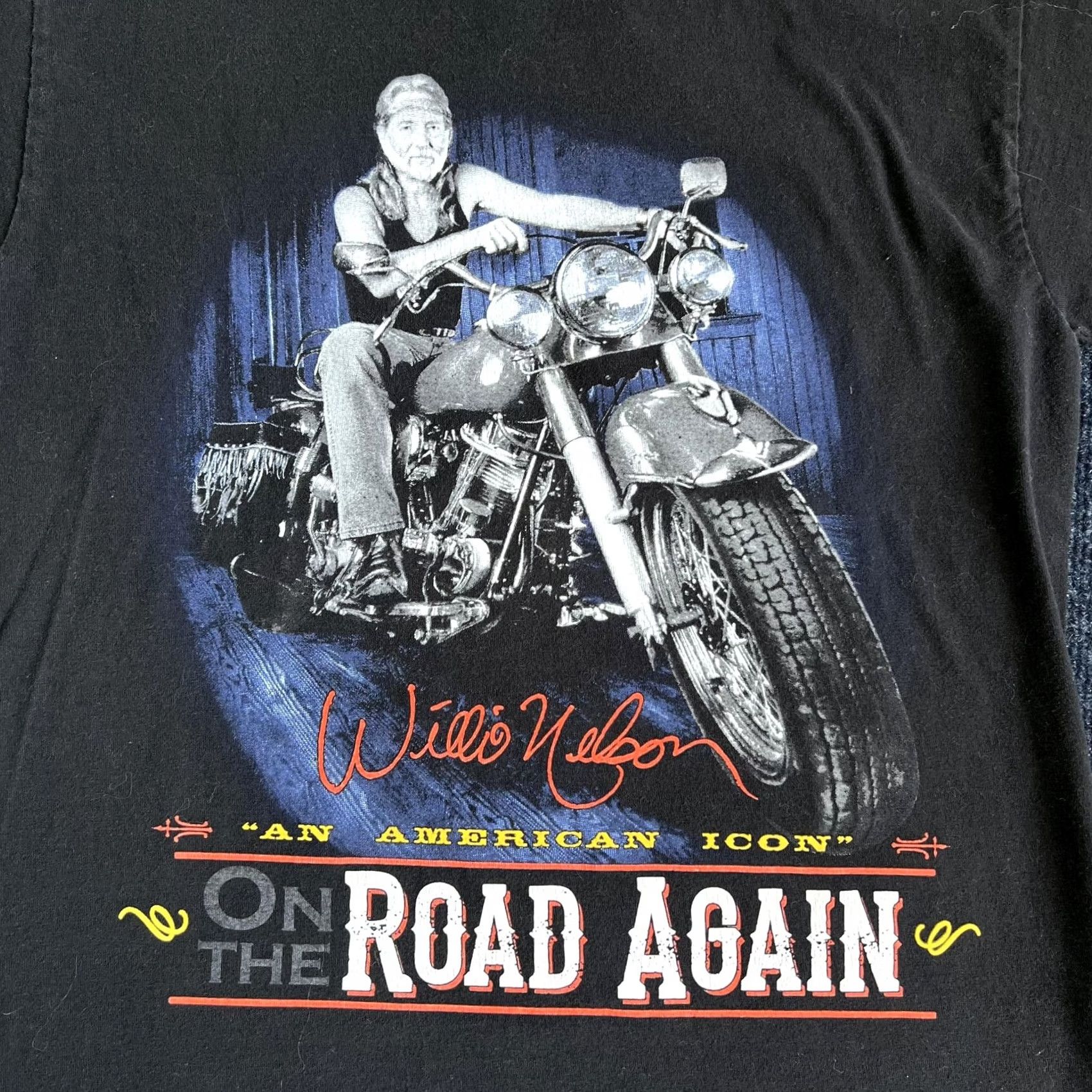 Hanes Willie Nelson Shirt Mens Small Black On The Road Again Motorcycle Tee T-Shirt Size US S / EU 44-46 / 1 - 4 Thumbnail