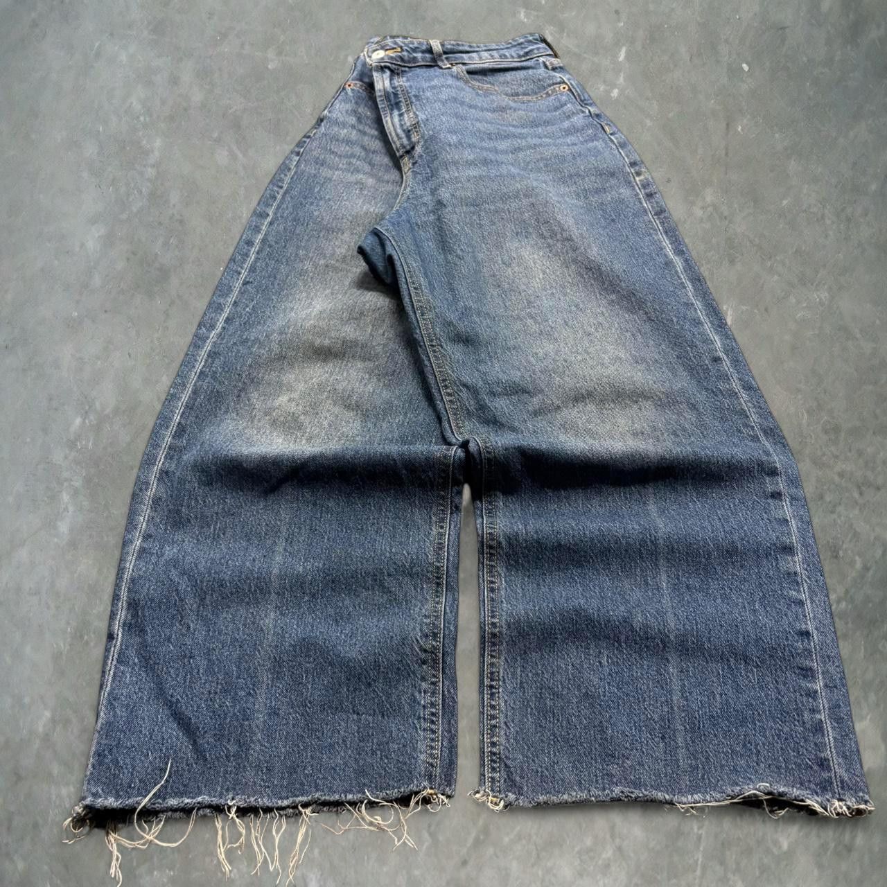 Old Navy Crazy Vintage Y2K 2000s Grunge Baggy Wideleg Old Navy Skater Style dark Wash Denim Jeans! Size US 34 / EU 50 - 3 Thumbnail