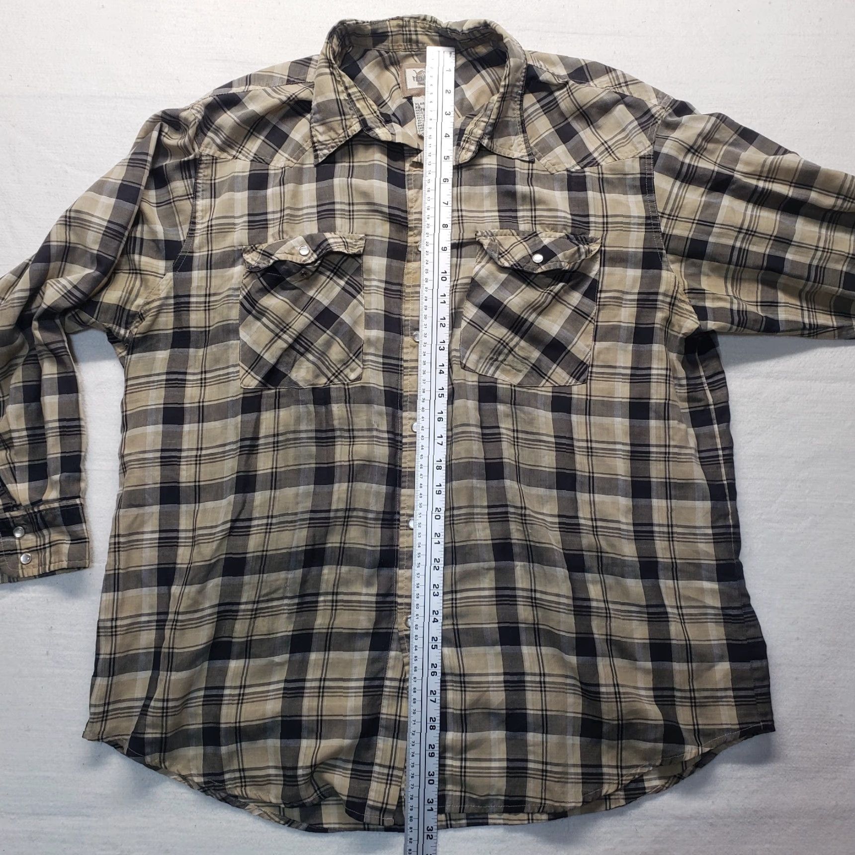 Vintage VINTAGE Plains Western Wear Shirt Adult XL Plaid Brown Cowboy Button-Up Snaps Chest Pockets Mens Size US XL / EU 56 / 4 - 7 Thumbnail