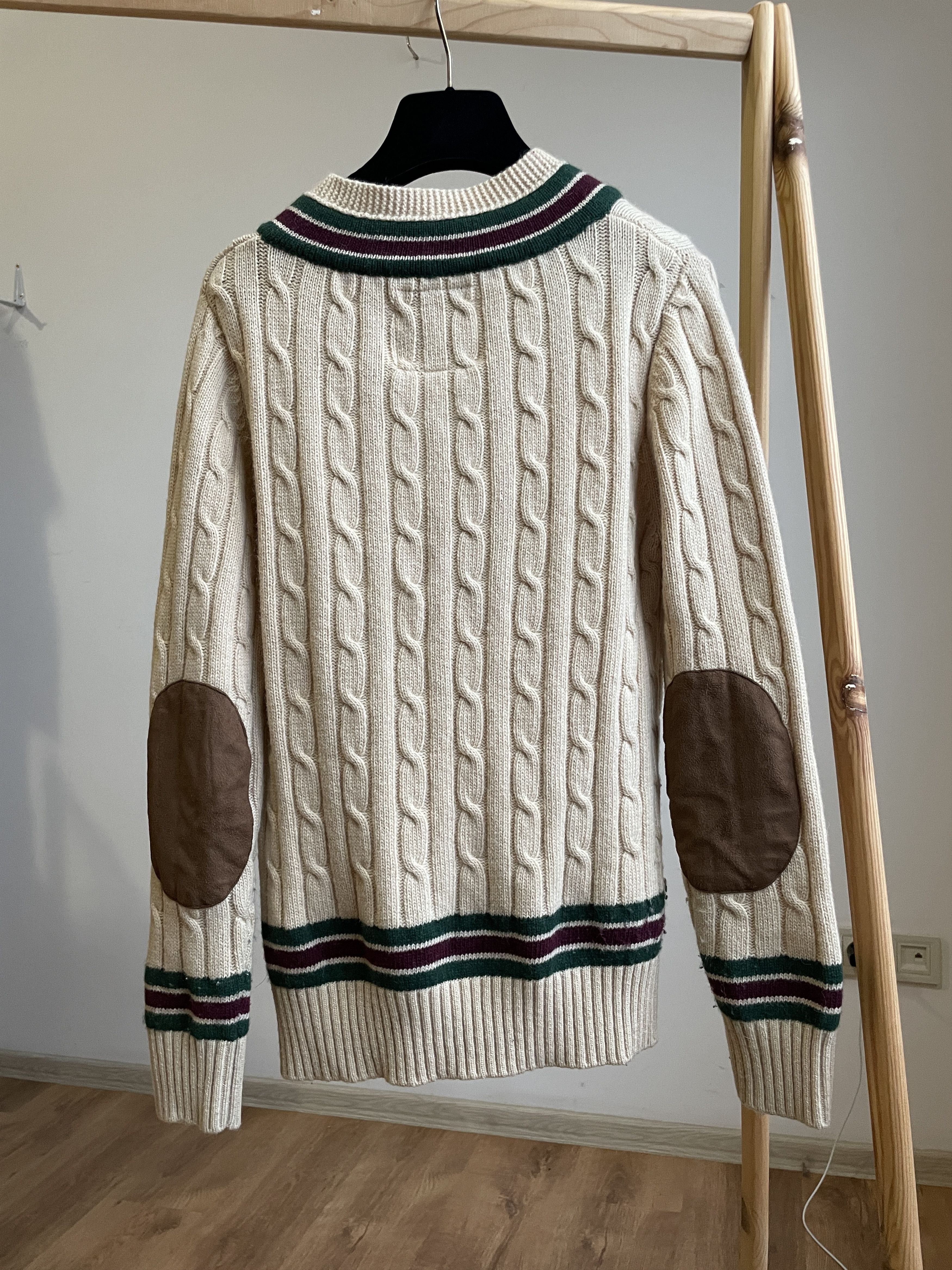 Who A.U. Who A.U. California Dream Cable Knit V-Neck College Sweater Size US M / EU 48-50 / 2 - 2 Thumbnail