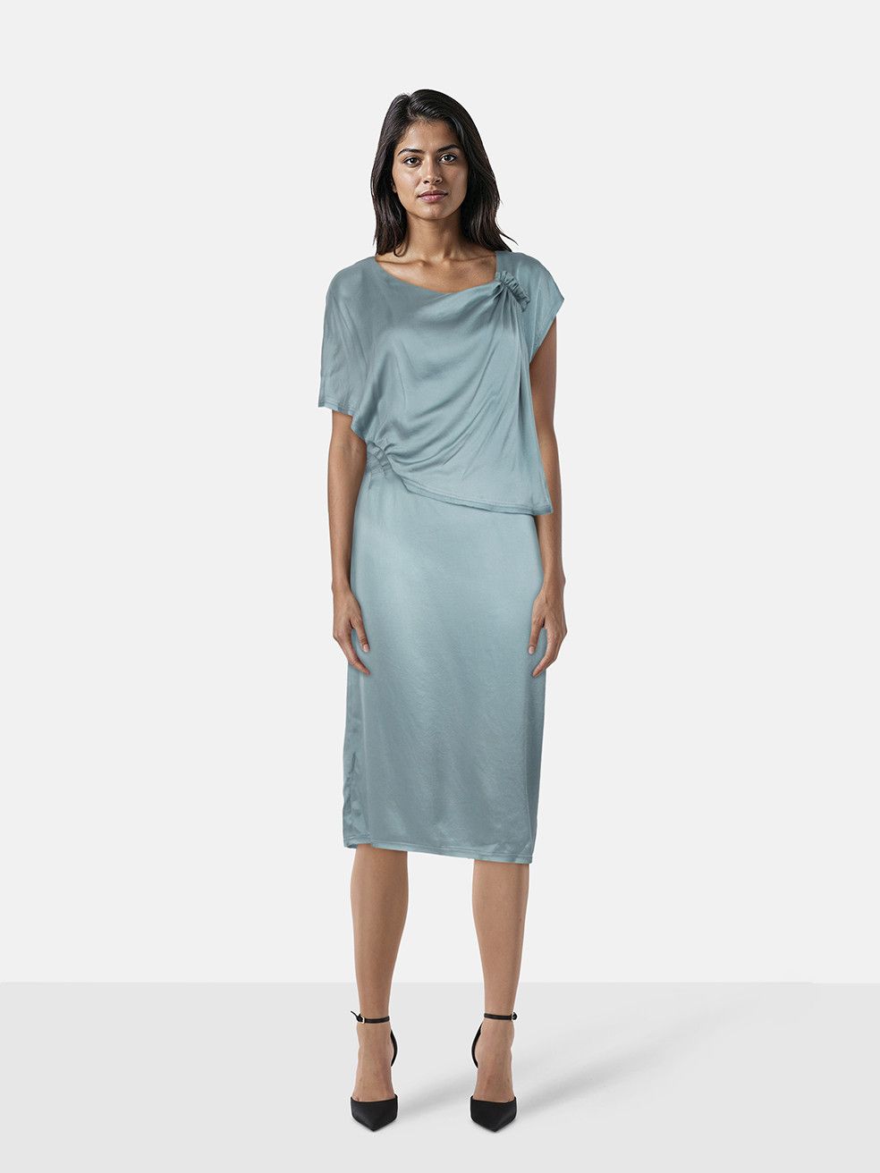 Fendi Blue Silk Asymmetric Dress Size M / US 6-8 / IT 42-44 - 1 Thumbnail